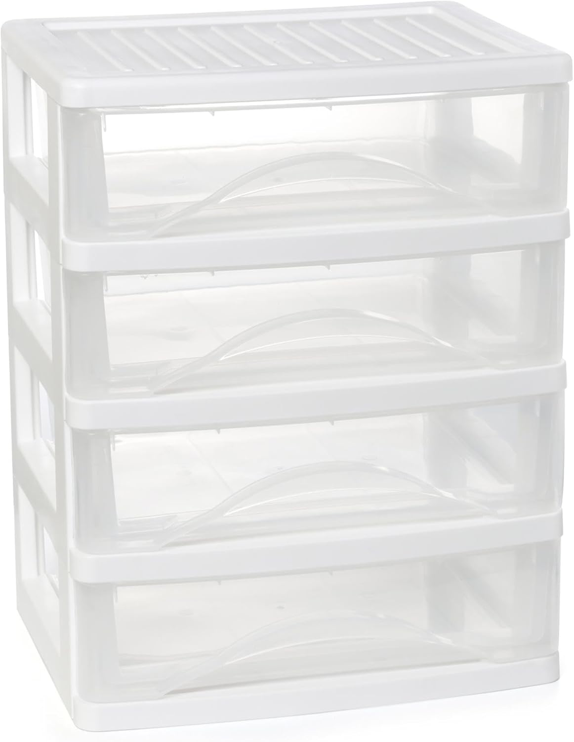 White Desk 4 Drawer Organizer, Plastic Small Drawer Storage, Desk Storage for Office and Home