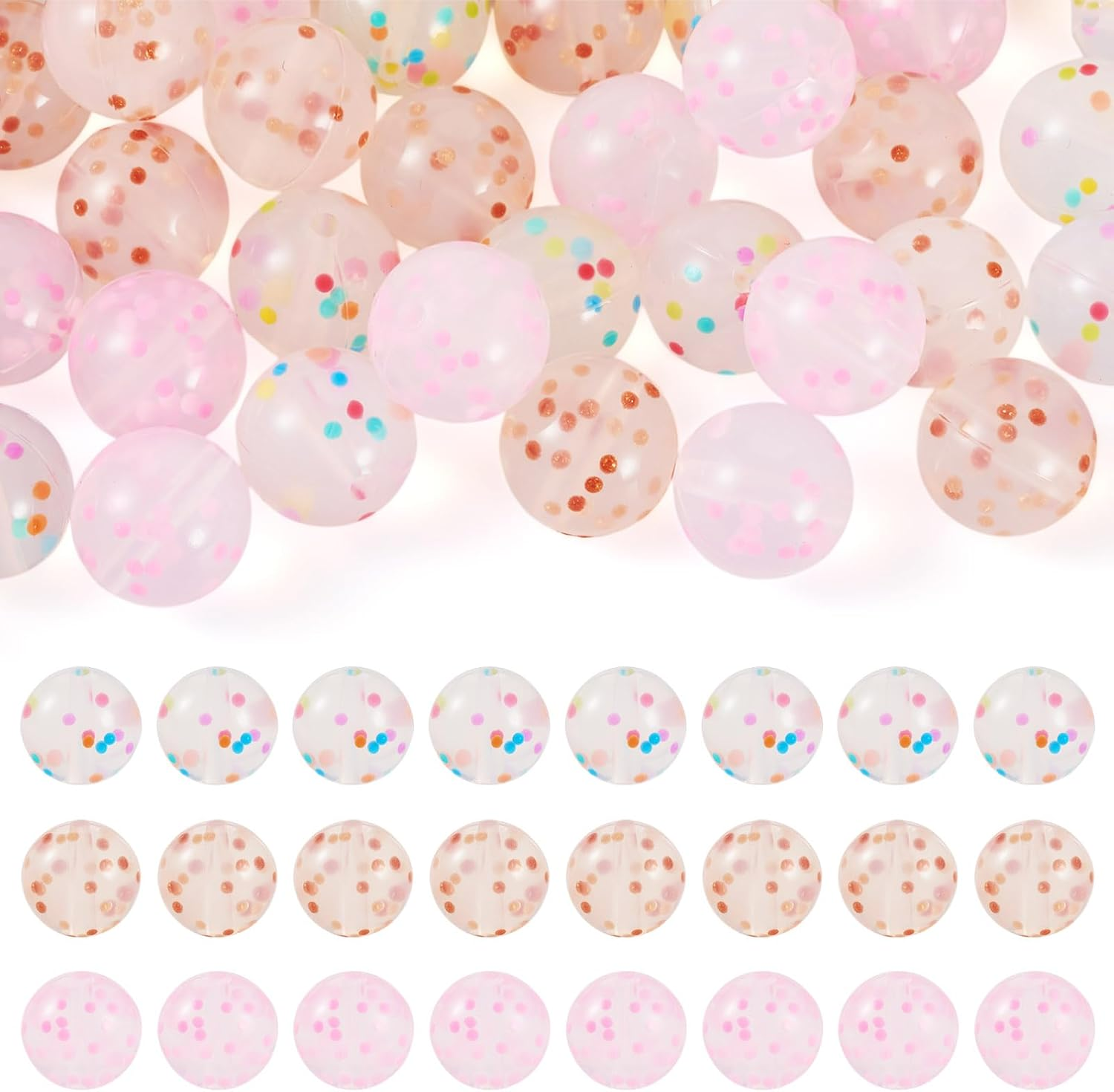 30Pcs 15mm Silicone Focal Beads for Pens Clear Pink Round Ball Beads Chunky Kandi Cute Bead Spacer for Crafts DIY Beadable Pens Keychain Bracelets Jewelry Making Supplies