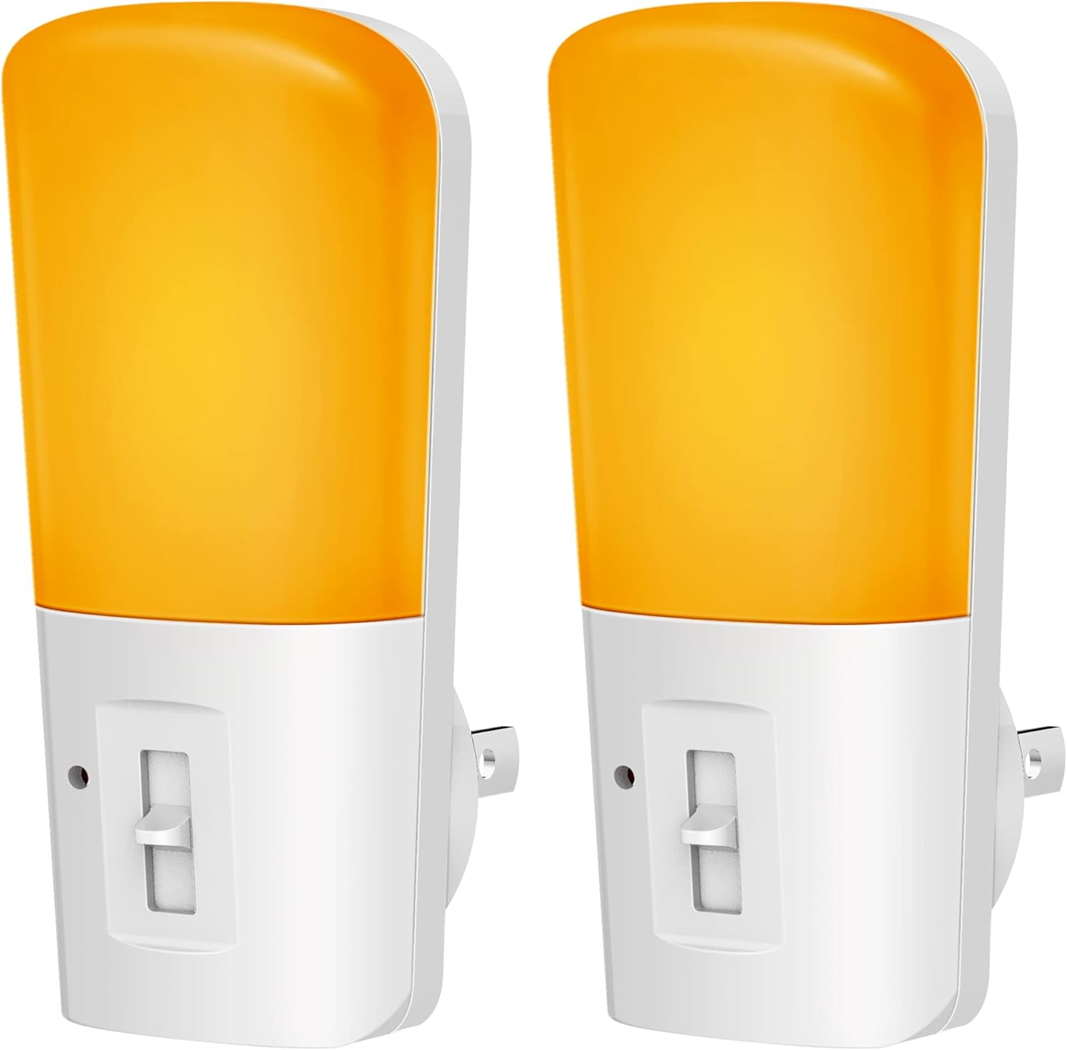 Amber Night Light, Dimmable Plug in Yellow Night Light with Dusk to Dawn Sensor, Kids Night Lights for Bedroom, 5-80LM Suit for Nursery, Hallway, Stairway,Bedroom, Bathroom, 2Pack