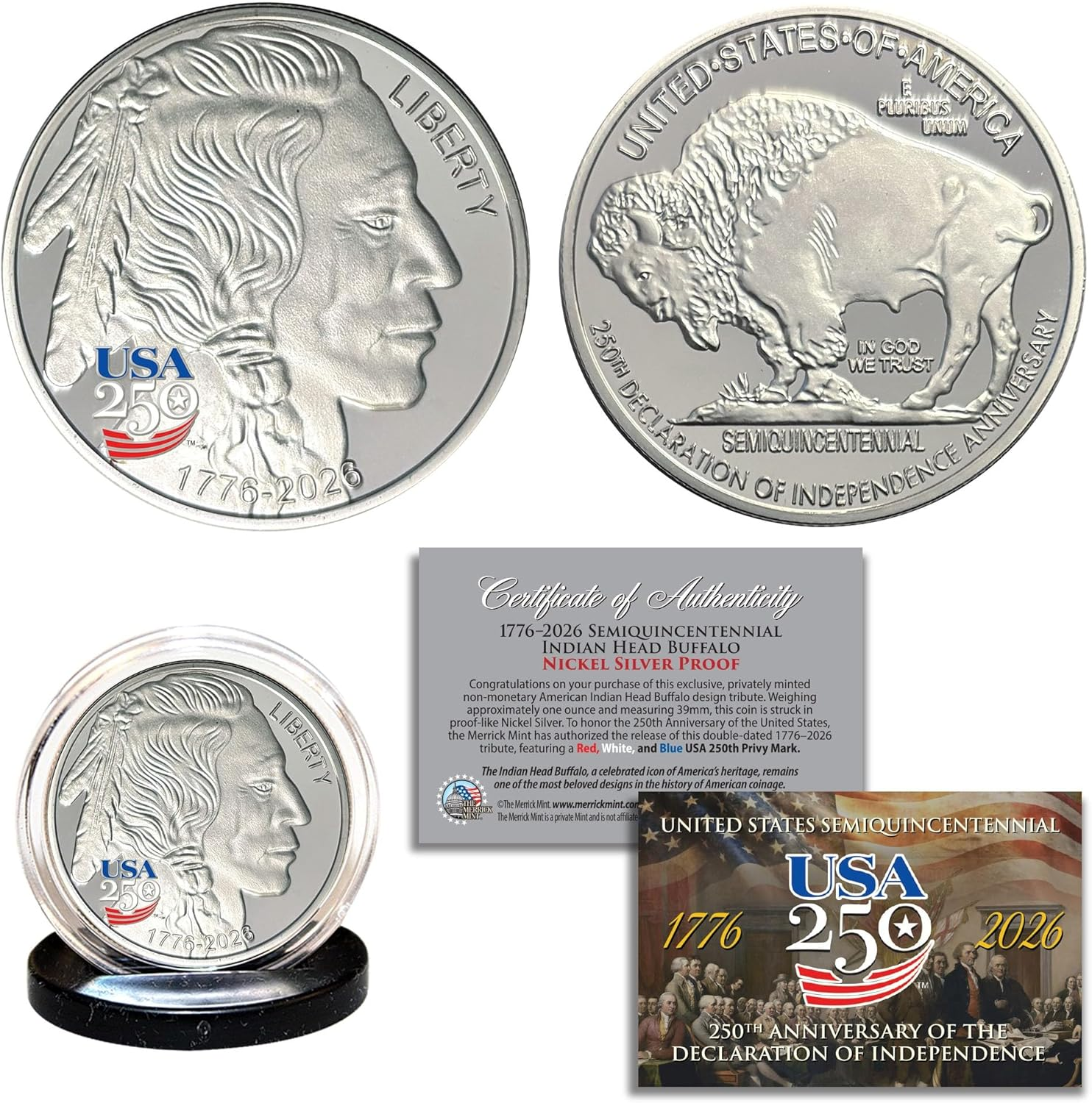 America 250Th Anniversary 1776-2026 American Indian Head Buffalo Nickel-Silver