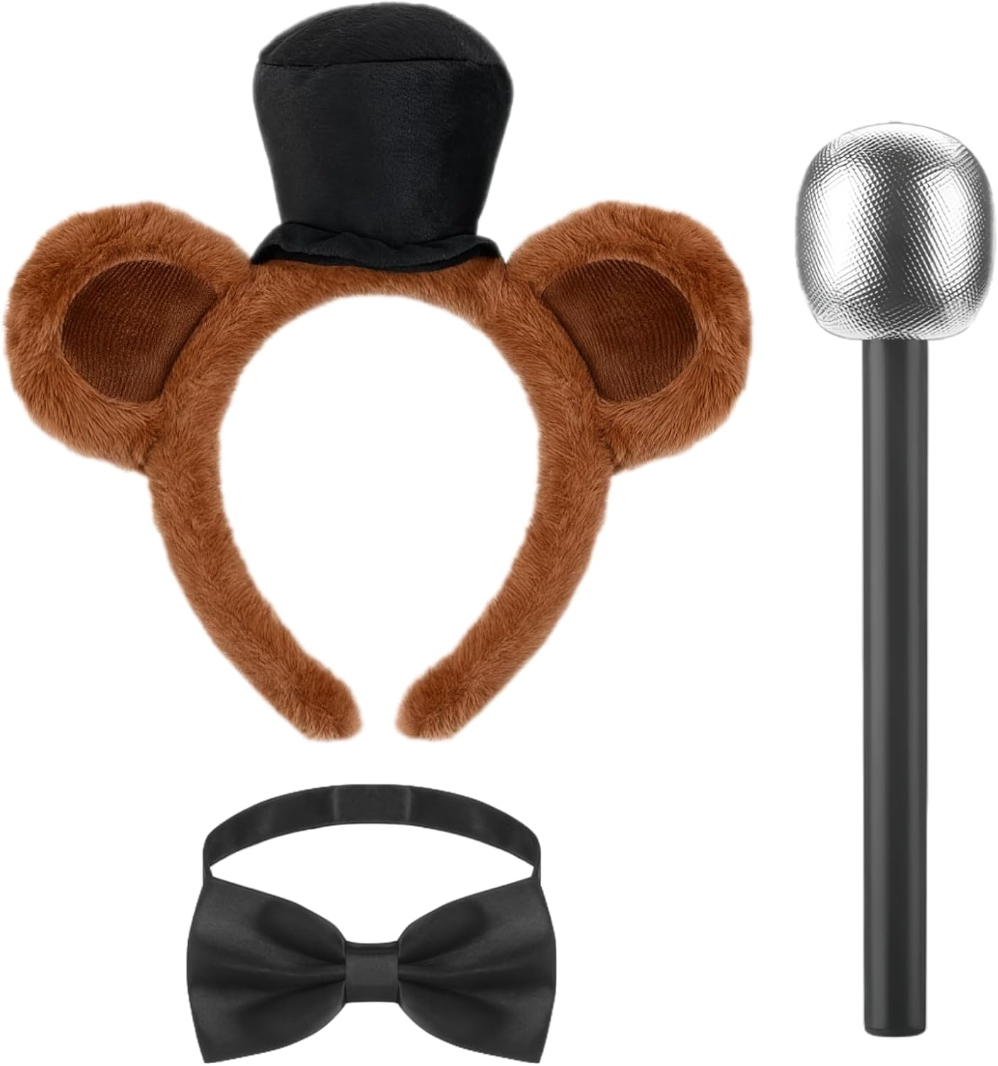 3Pcs Bear Costume Accessories Set Bear Ears Headband Black Bow Tie for Halloween Cosplay Dress up (A)