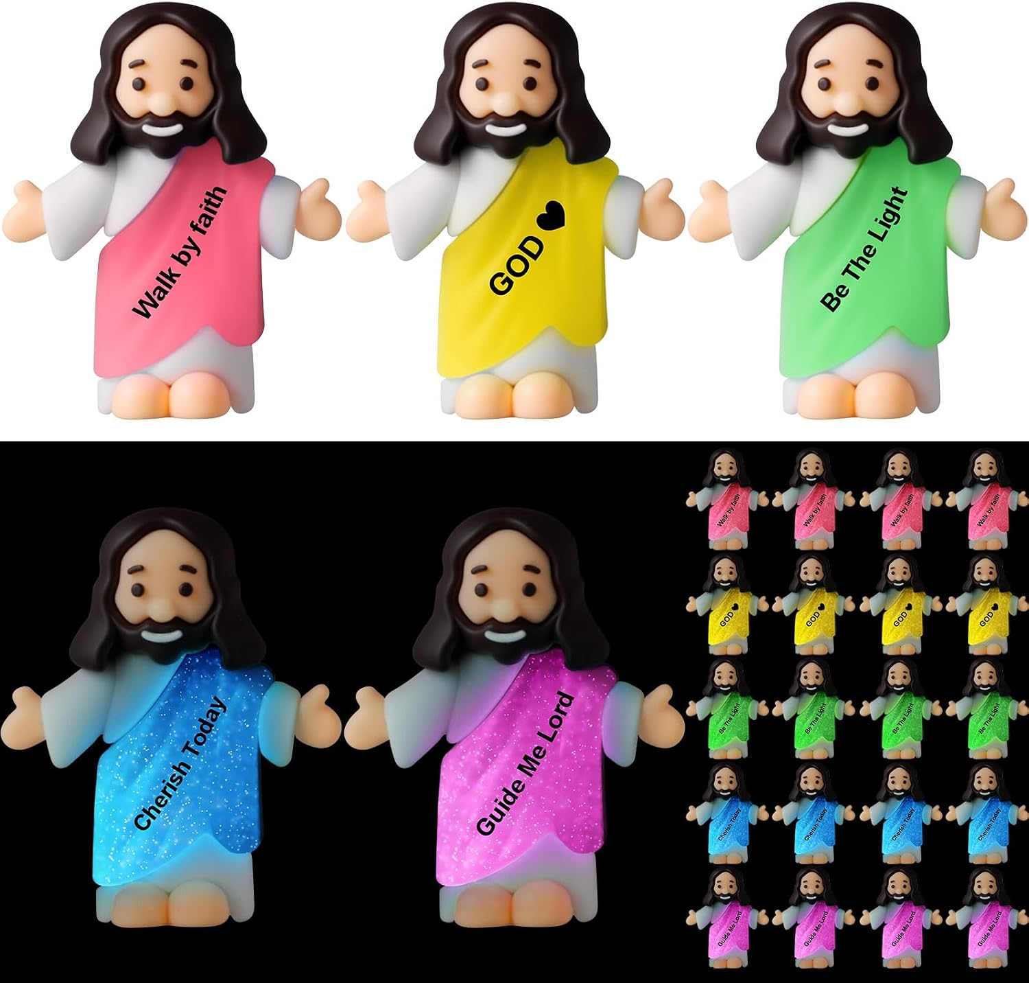 25 Pcs Little Jesus Figurine Glow in the Dark, Bible Style