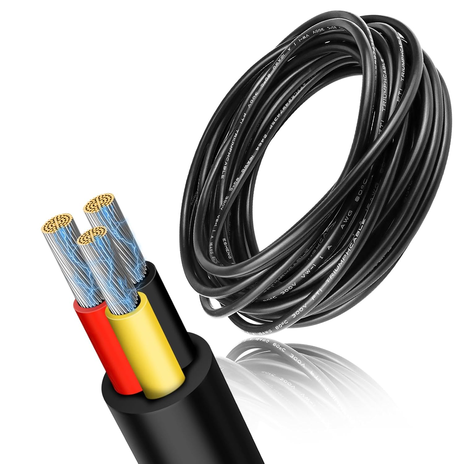 RESHAKE 22 Gauge 3 Conductor Electrical Wire, 16.4FT Low Voltage 22/3 Tinned