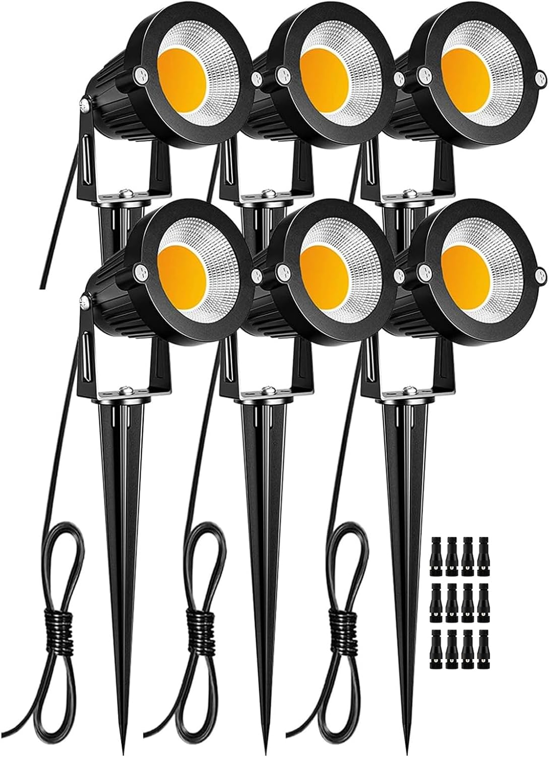 Low Voltage Landscape Lights 5W LED Landscape Lighting 12V 24V Outdoor Spotlights Waterproof Garden Decorative Landscaping Warm White Lights for Patio Garden Pathway Floor Yard Decor(6 Pack)