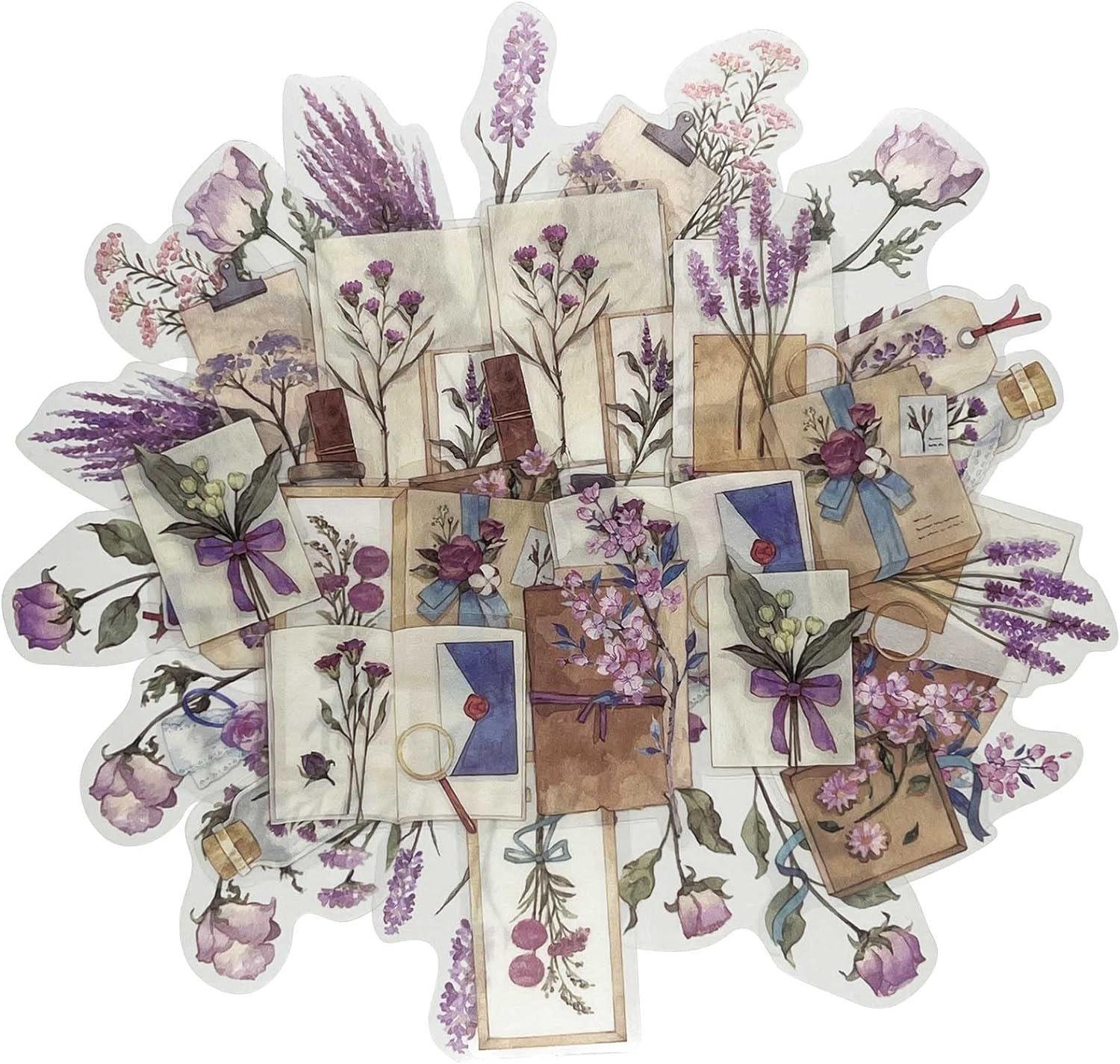 ZMLSED Vintage Natural Scrapbook Stickers, 40Pcs Autumn Flowers Bottle Decora... - Picture 13 of 20