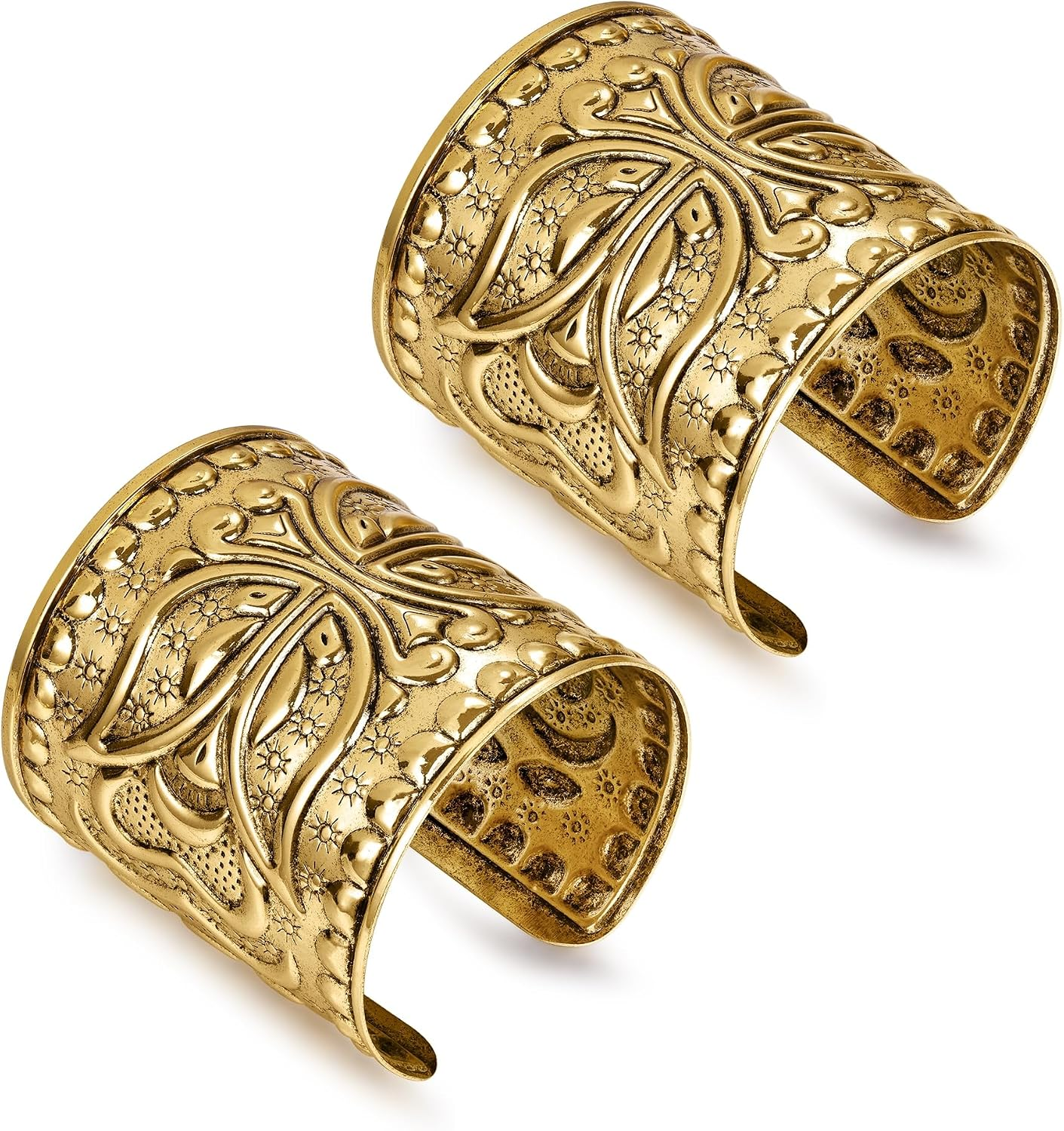 2PCS Women Vintage Chunky Cuff Bracelet for Belly Dance or Cosplay
