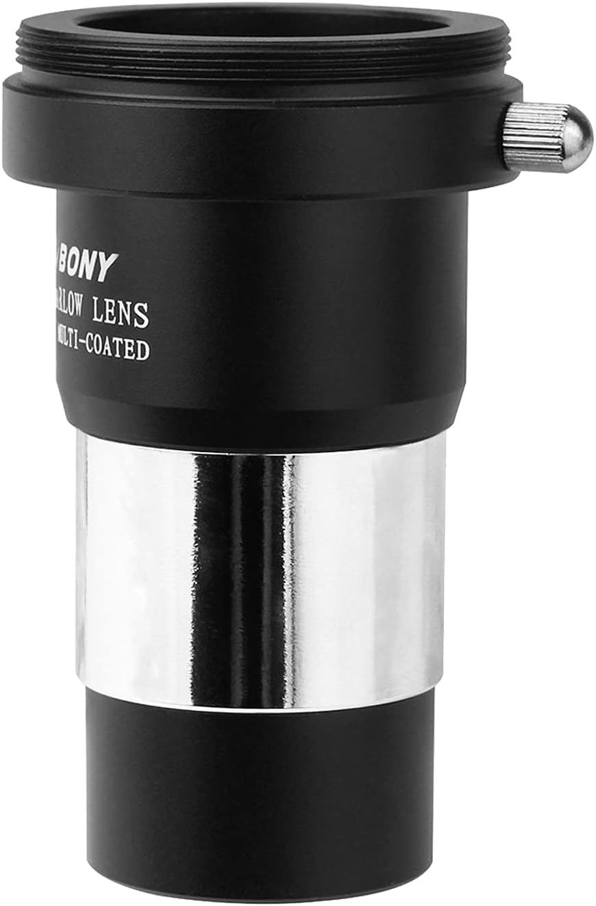 Barlow Lens 2X, 1.25 Inch Barlow Lens with Multi Coated Broadband Green Film, Telescope Accessories with M42 Thread for Telescope Eyepiece