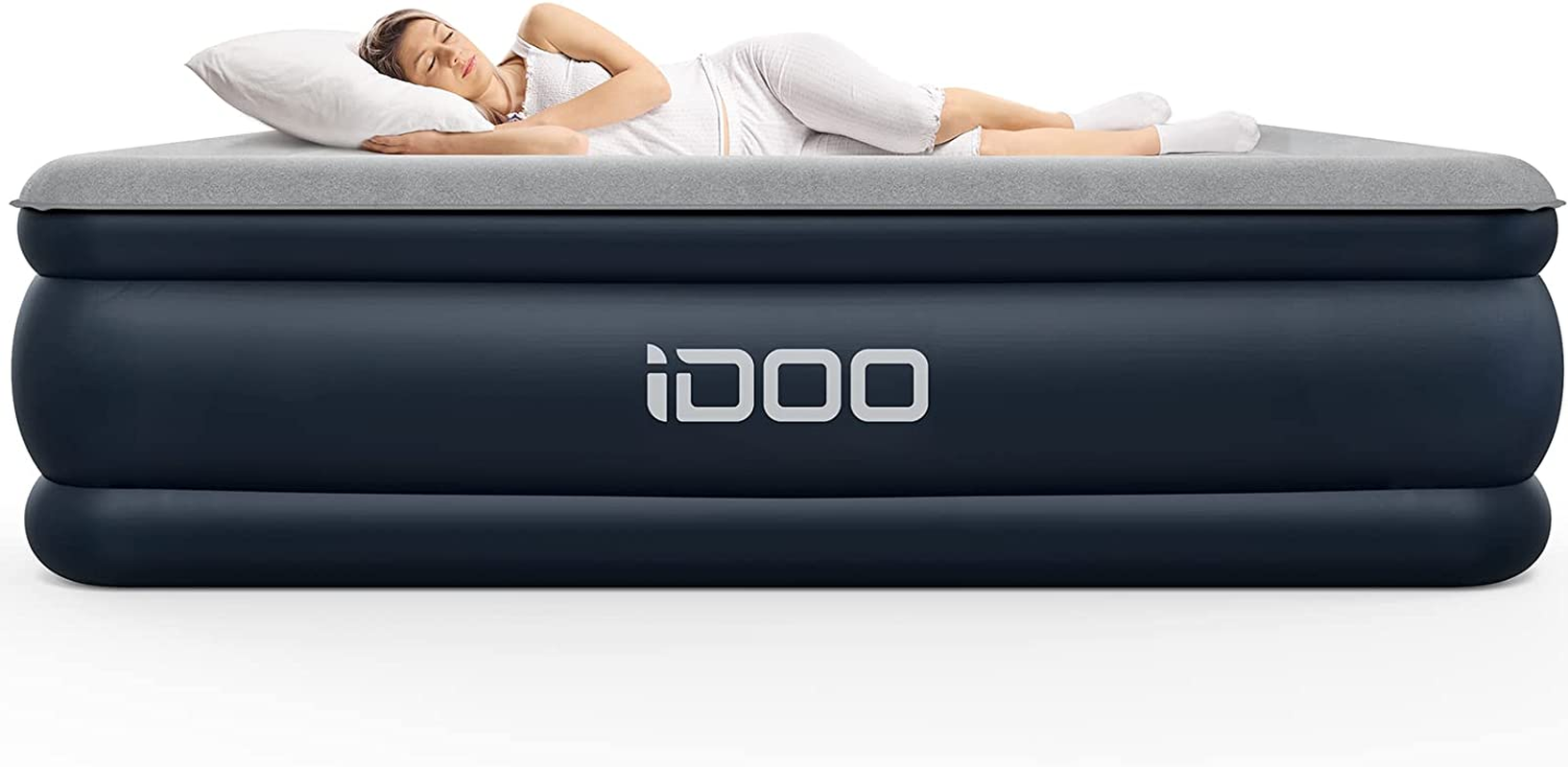 iDOO Queen Size Air Mattress, Inflatable Airbed with Built-in Pump, 3 Mins Qu... - Picture 9 of 14