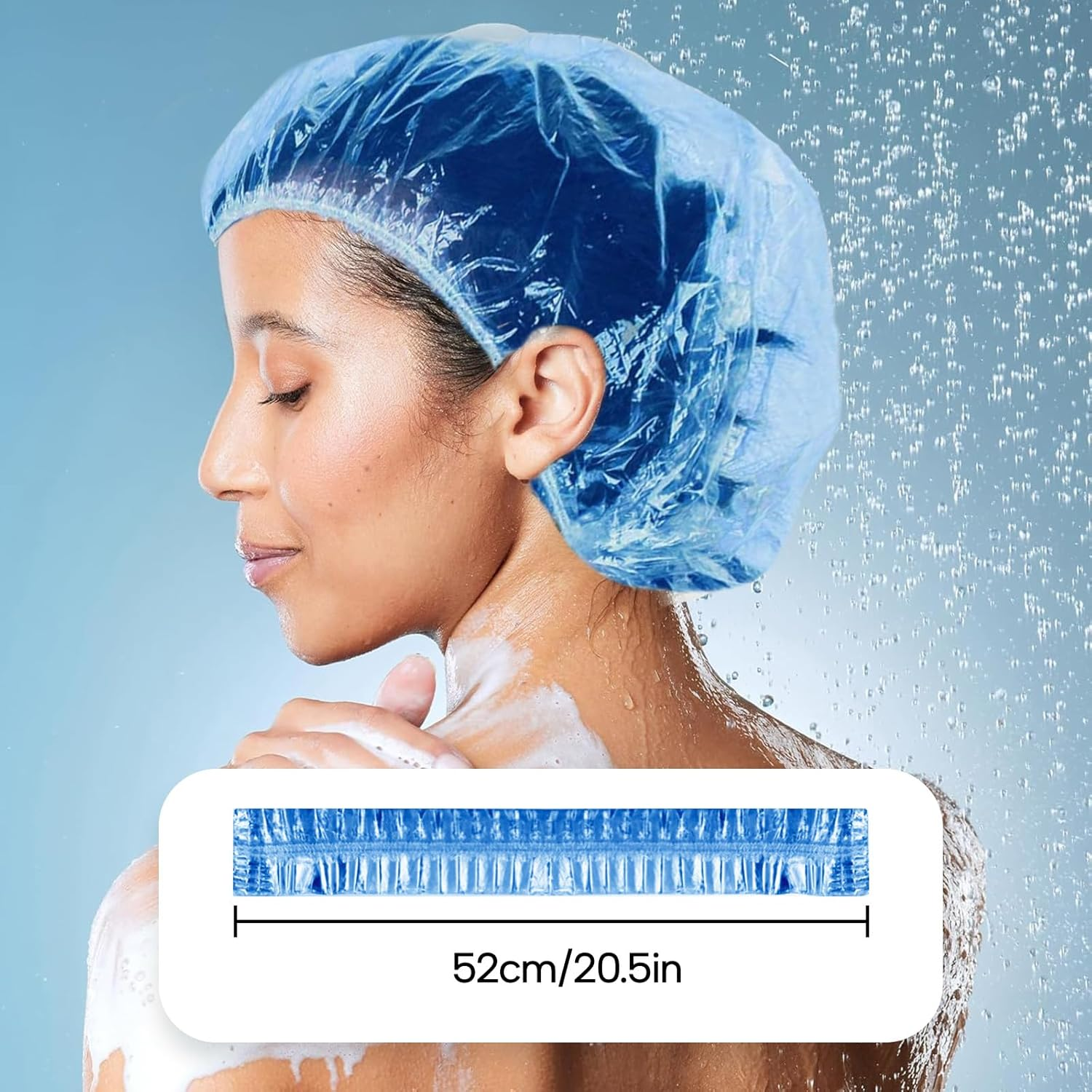 100+10 Shower Caps Disposable, Larger and Thicker Waterproof Plastic Bath Cap... - Picture 3 of 14