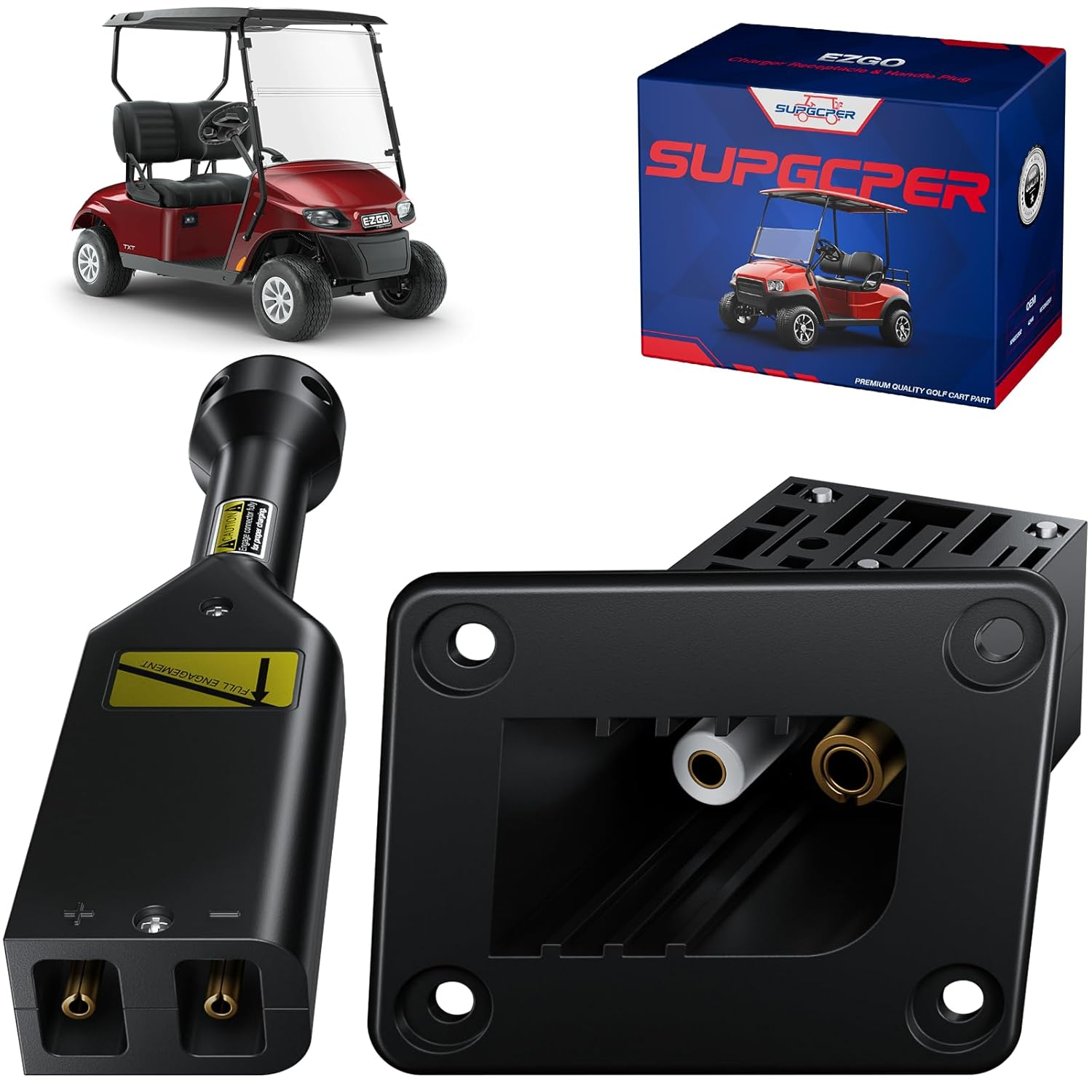 EZGO 36V Powerwise Charger Receptacle and Plug, Golf Cart Battery Charger 