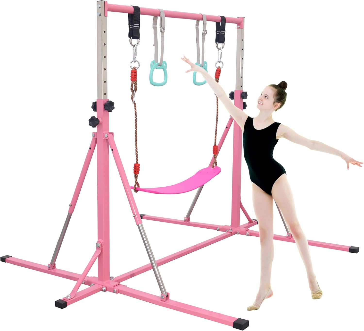 Foldable Gymnastics Bar,5FT Horizontal bar,Adjustable Kids Training bar for Kids