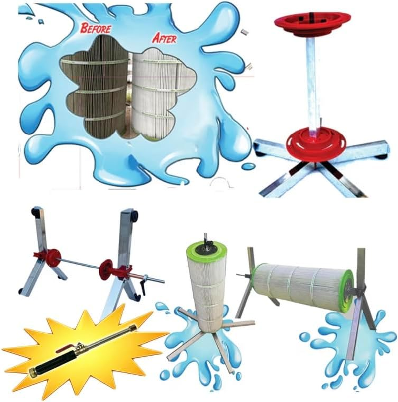 Pro Filter Cleaning Stand Made in USA Cleaner for 2, 3, 4 or 6 Inch Swimming Pool Cartridges Tornado Spinner Action Maintenance Pump Equipment above in Ground Solar Cover Salt Systems Chlorine