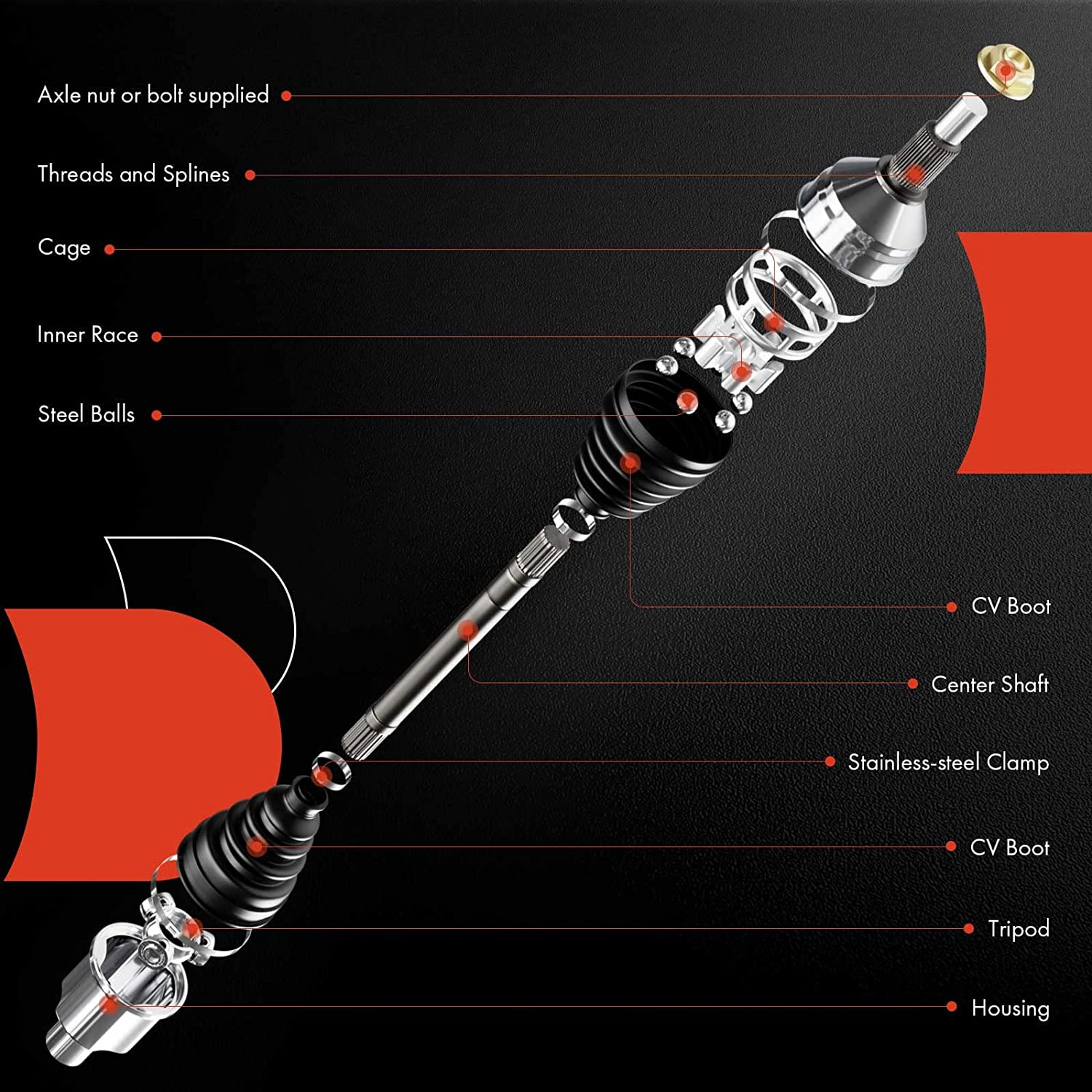 A-Premium Pair (2) Rear CV Axle Shaft Assembly Compatible with Yamaha Grizzly... - Picture 7 of 13
