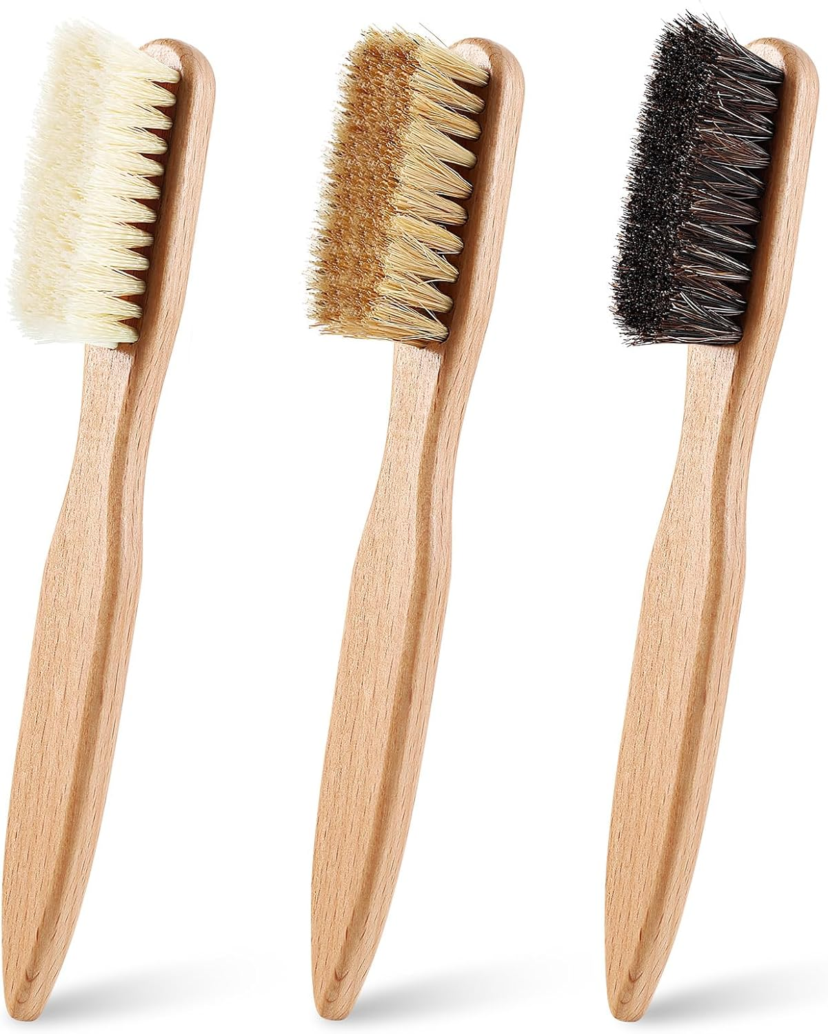 3 Pcs Wood Laundry Stain Brush Stain Remover Brushes with Boar Bristle Small ...