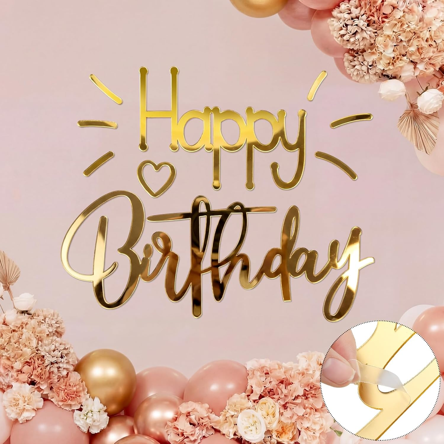 Gold Acrylic Happy Birthday Sign for Party Backdrop and Wall Decor
