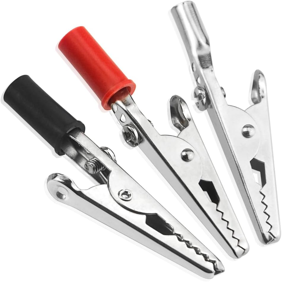 22 PCS Metal Alligator Clips Electrical Test Clamps with Plastic Hands Red Black Kit Alligator Clip Spring Clamps for Laboratory Electric Testing Work