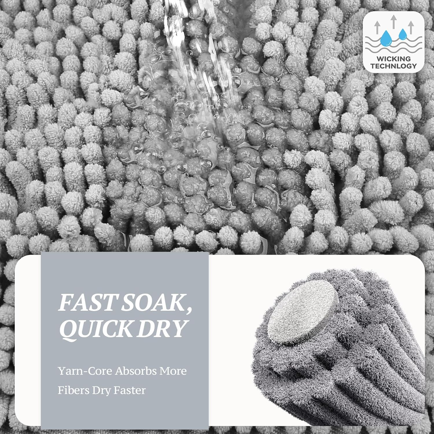 VIVAGLORY Dog Door Mat Absorpmax Dog Rug for Muddy Paw, Mat for Muddy Paw Door Indoor Floor Entryway, Waterproof Washable & Water Absorbent Dirt Trapper, 31" × 20", Grey