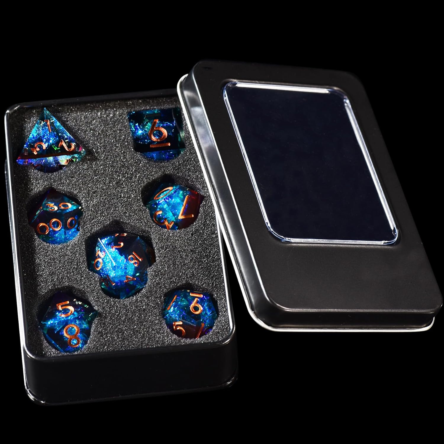 AUSTOR 7-Die DND Dice Set Handmade Sharp Edge Polyhedral Dice for Dungeons an... - Picture 7 of 29