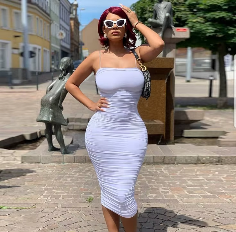 Customize 2 Layers White Summer Dress Women Elegant Ruched Maxi Dress Pink Party Long Dress Sexy Woman Party Night