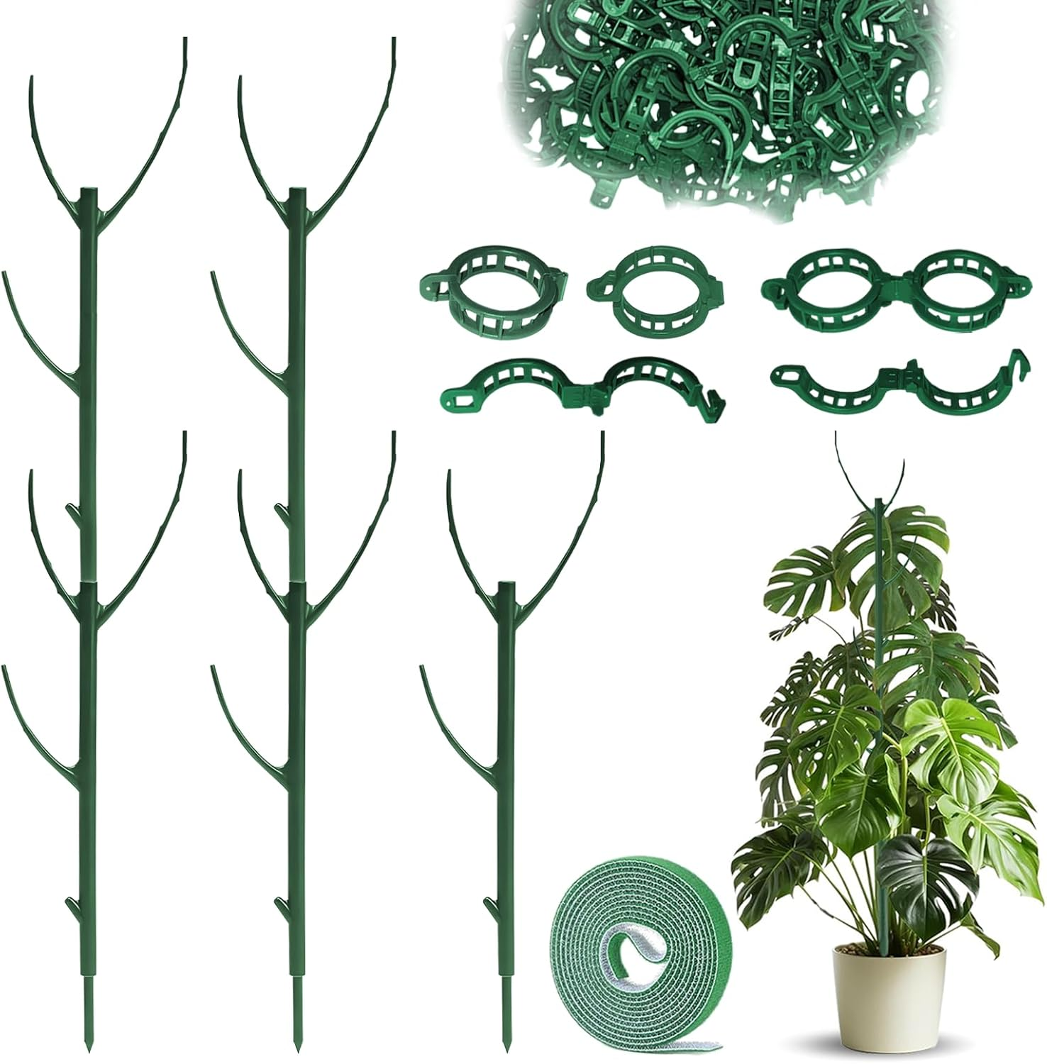 Adjustable 5-Pack Plant Support Poles for Monstera and Climbing Plants