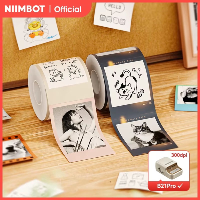300 DPI B21 Pro Thermal Printer Cardboard Label High-definition Photo Printing Sticker Photo Paper With Adhesive Backing