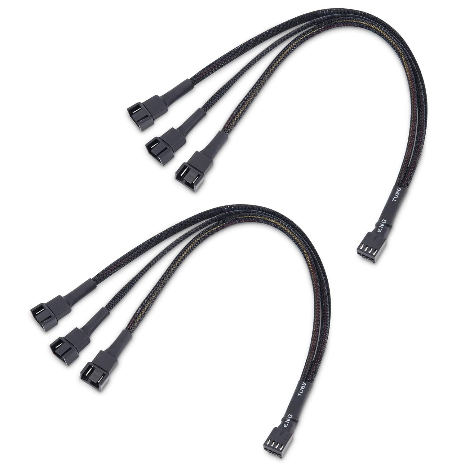 Cable Matters 2-Pack 3 Way 4 Pin PWM Fan Splitter Cable - 12 Inches / 30Cm, 1X Pwm-Controlled Fan with 2 Follower Fans, PC Fan Splitter 1 to 3 Converter, Pc-Fan Extension Cable
