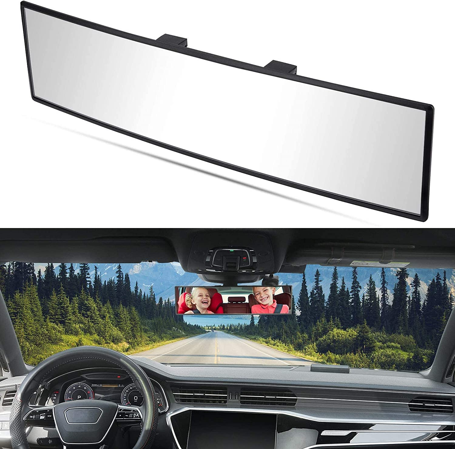 JOYTUTUS Rear View Mirror, Universal 11.81 Inch Panoramic Convex Rearview Mir... - Picture 9 of 12