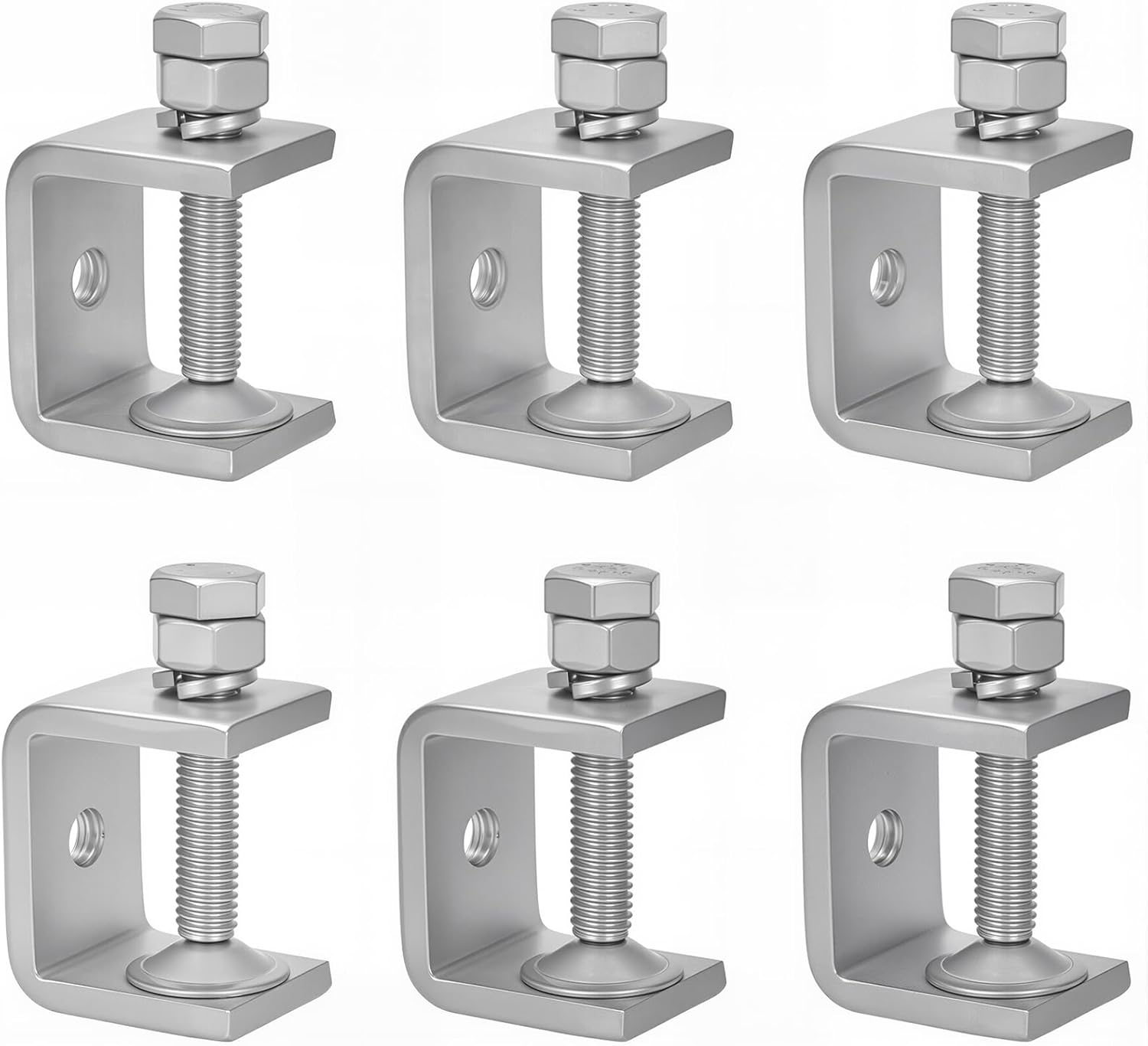 Stainless Steel Small C Clamp Set, 1 Inch Heavy Duty Metal C-clamp, Mini Tiger Clamp G-Clamp U Clamps with Stable Wide Jaw Opening/I-Beam Design for Woodworking Mounting Welding, 6pcs