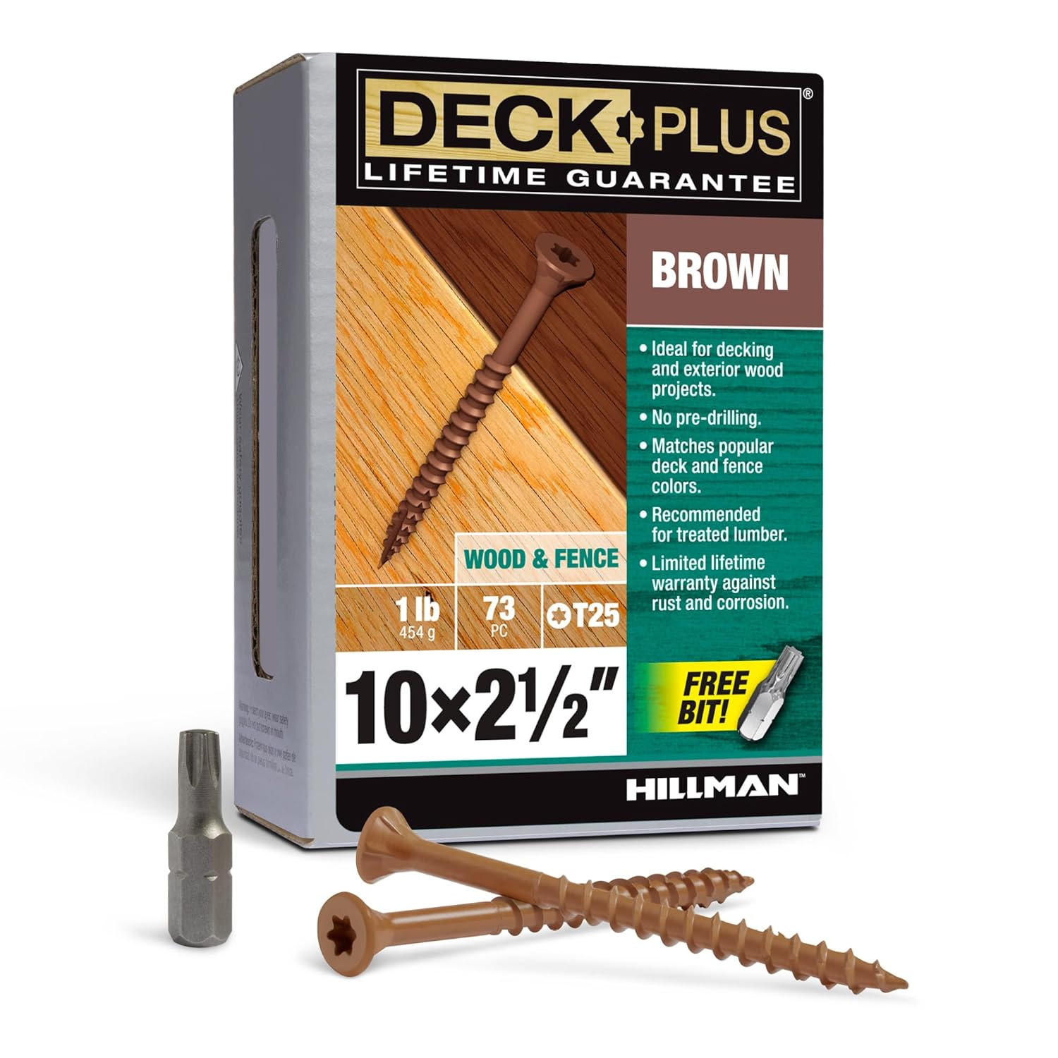 2-1/2 Inch Epoxy Coated Exterior Wood and Fence Screws #10 X 2-1/2