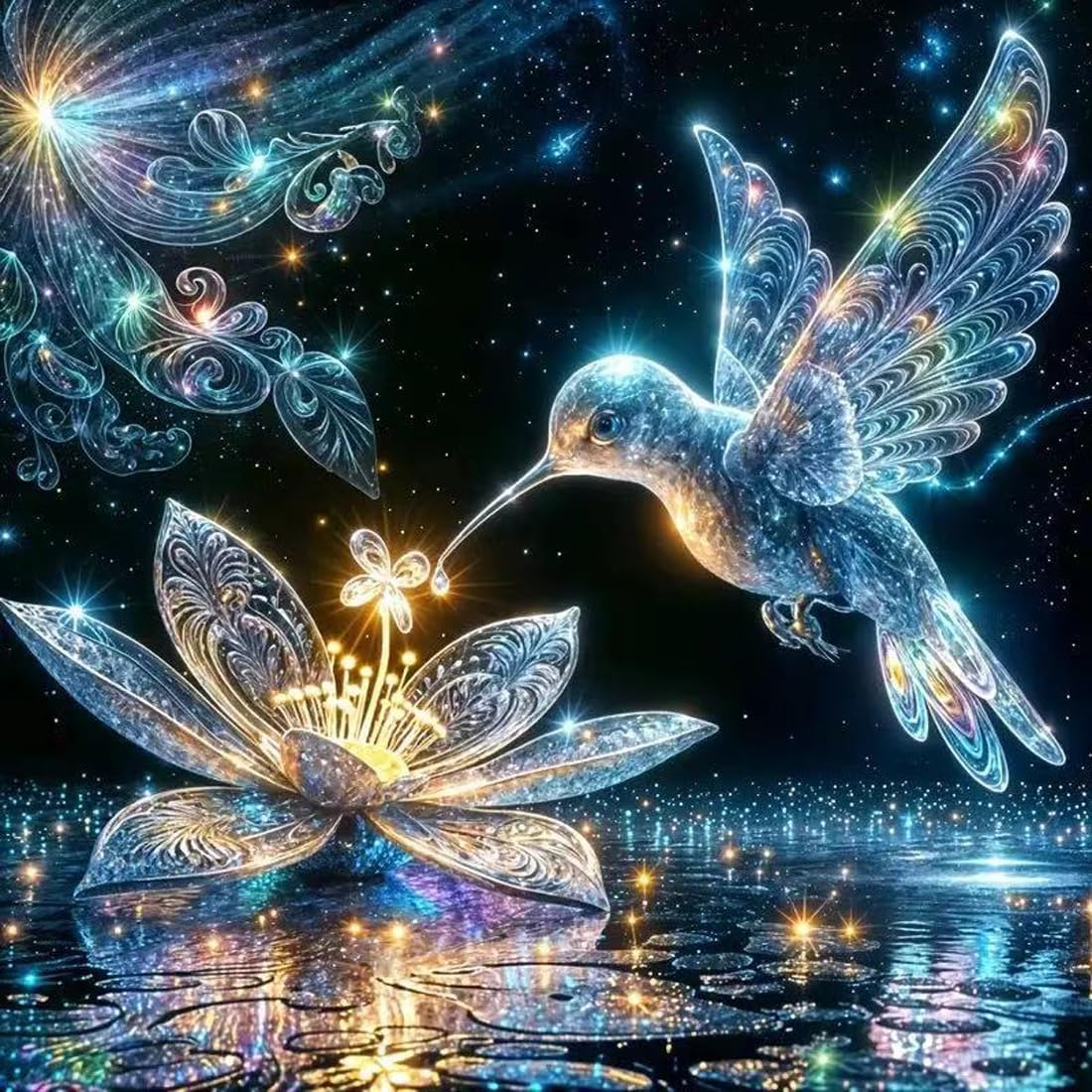 Hummingbird Diamond Art Kits for Adults,Diy Bird Diamond Painting Kits round Dia