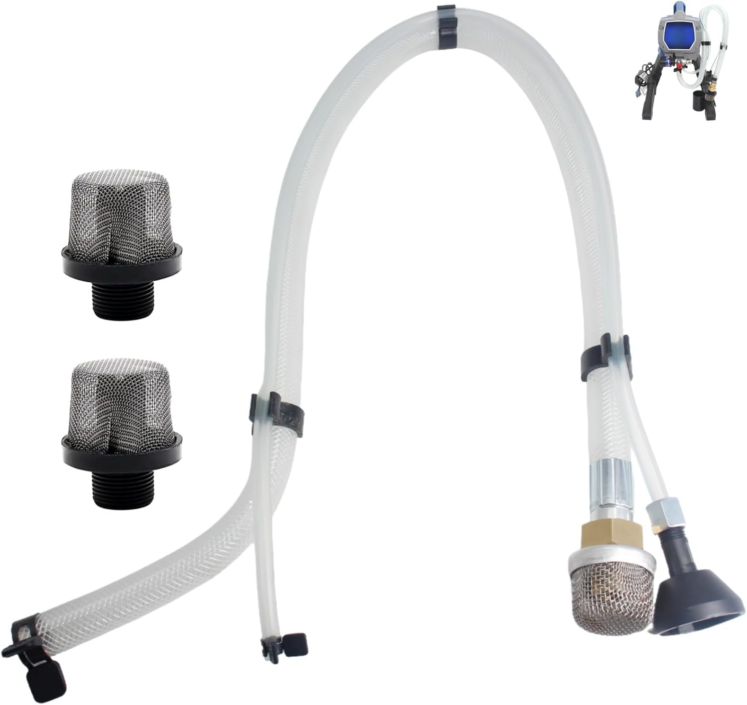 Suction Tube Kit for Graco Magnum Project Painter plus X5 X7 Prox17 Prox19 | Used for Graco Airless Paint Sprayer, Includes 2 Pack 288716 Paint Filters 3/4" Inlet Strainer