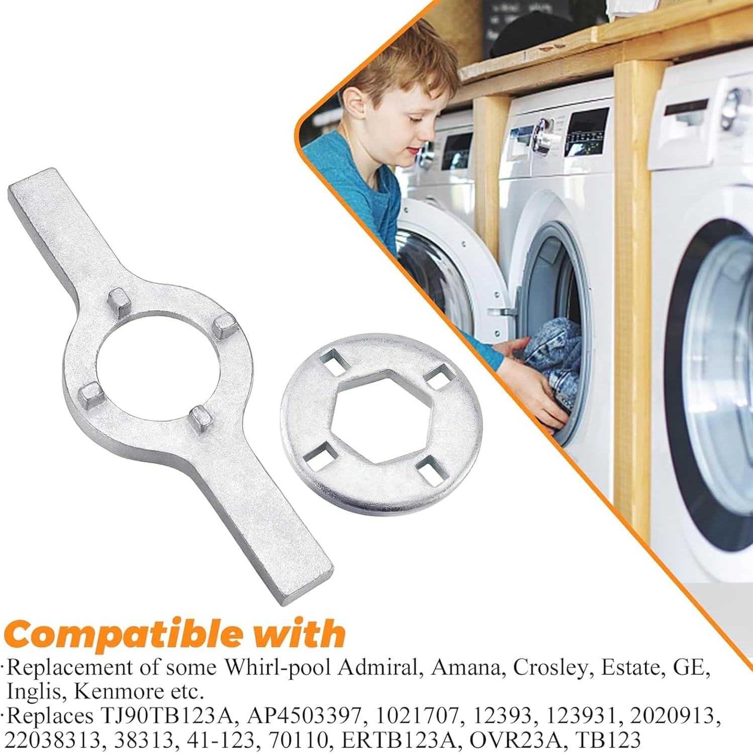 Washer Spanner Wrench Replacement for GE Whirlpool Washing Machine - 1-11/16 Inch Tub Nut Wrench -Replaces TB123A TB123B ERTB123A AP6832671 AP4503397