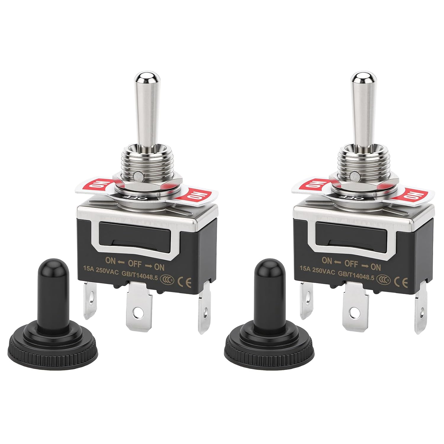 2-Pack Waterproof Toggle Switch,Momentary (On)-Off-(On) SPDT 3-Pin 15V/250V Ac,12Mm Mounting Hole,1/4