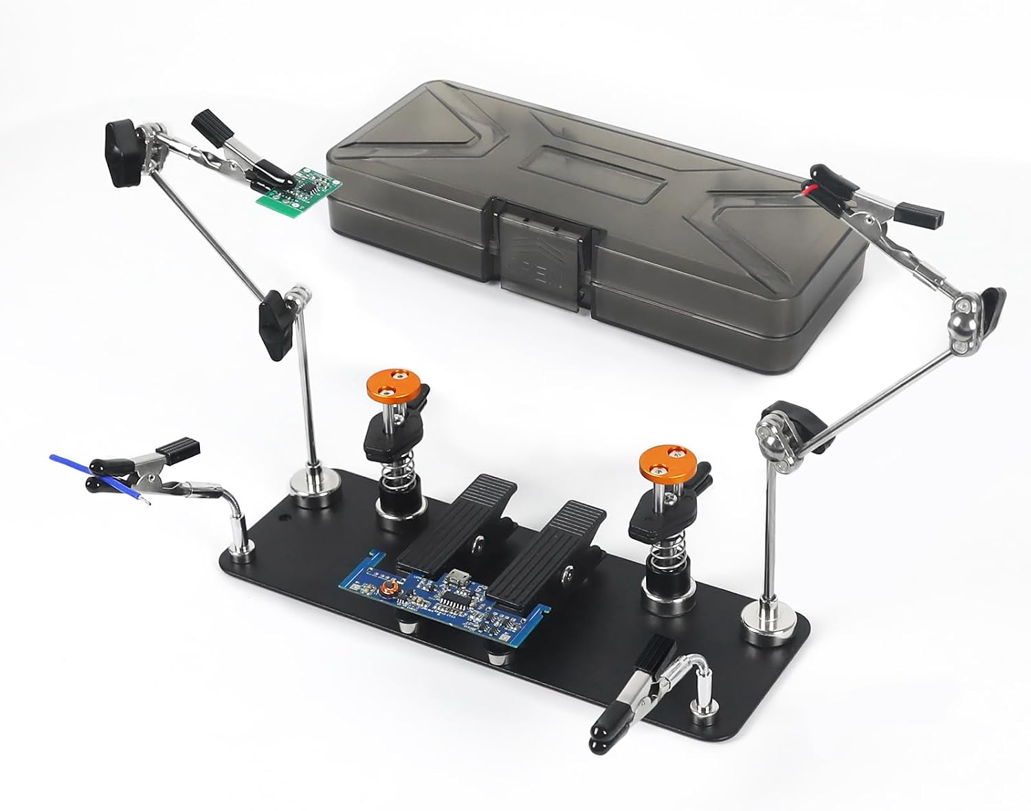 Magnetic Helping Hands Clamp Metal, Adjustable Third Hand Soldering Holder Stand for Small Electronics, Hobby DIY Craft,Pcb Repair, Precise Work, Exclusive Dual-Head Ultra-Grip