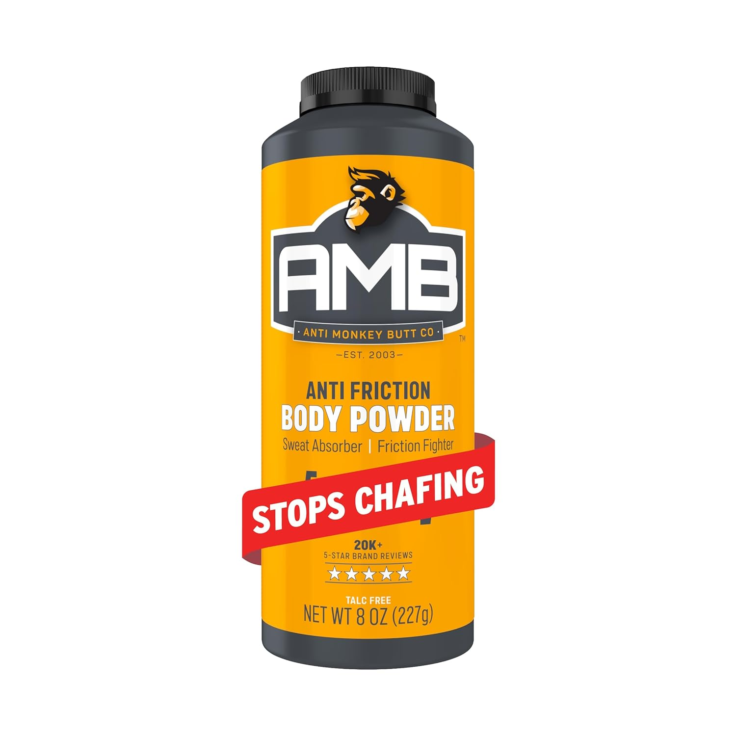 Anti Monkey Butt Body Powder for Women & Men - Talc-Free, Hypoallergenic Formula for Anti-Chafing & Anti-Itch - Absorbs Sweat & Fights Friction - with Calamine - 8 Oz