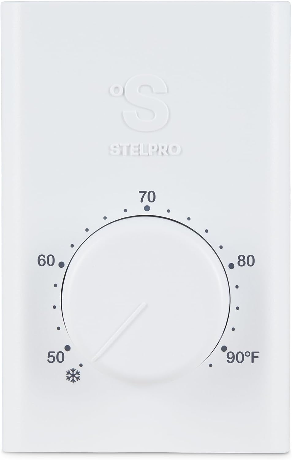Single Pole Line Voltage Thermostat, Mechanical 240 Volts, Compatible with Most Heating Products (Electric Baseboards, Wall Fan Heaters or Commercial Fan-Forced Heaters), (SWT1F) White