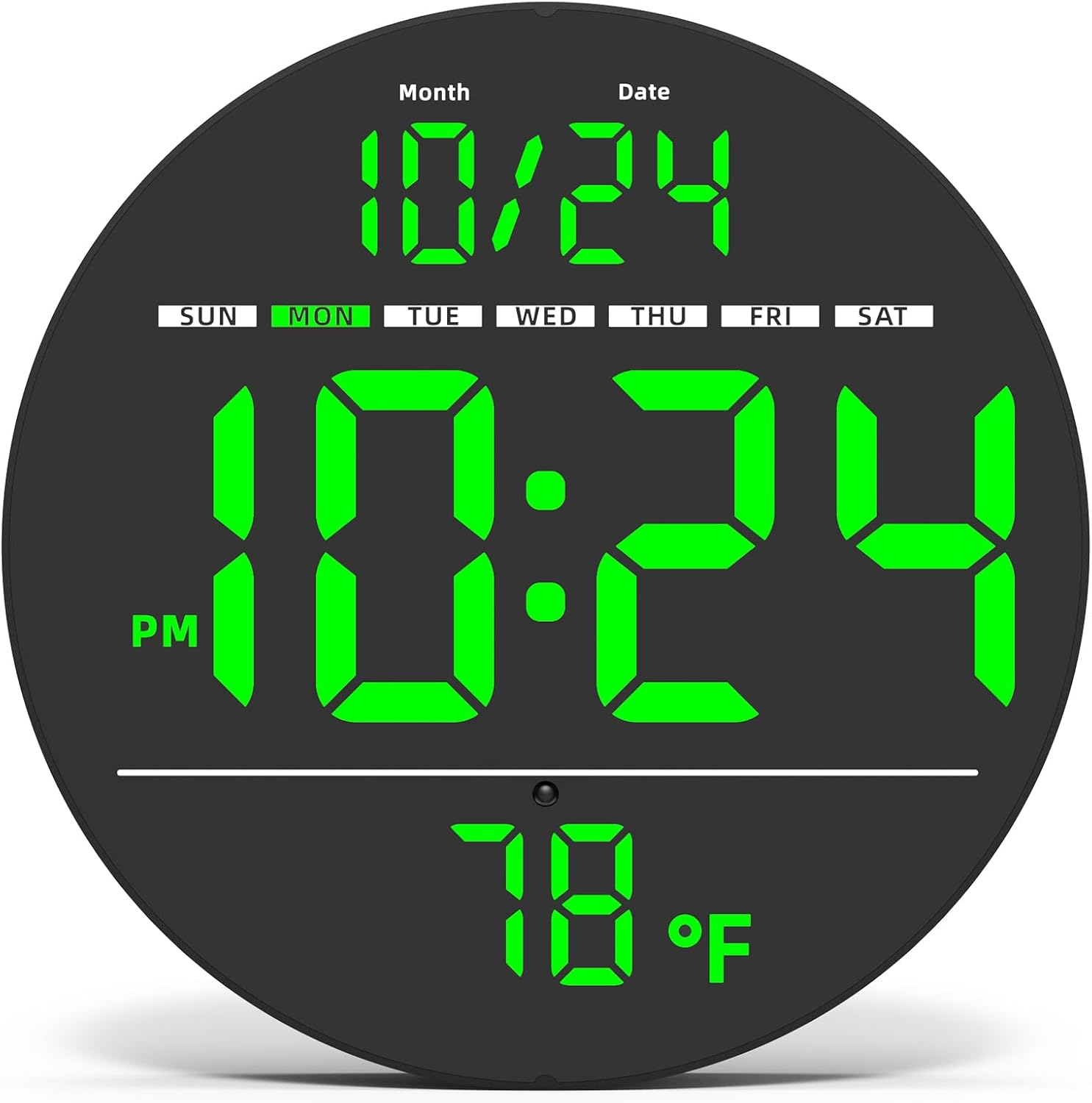 Digital Wall Clock with Large LED Display, Auto-Brightness, Temperature, Low-...