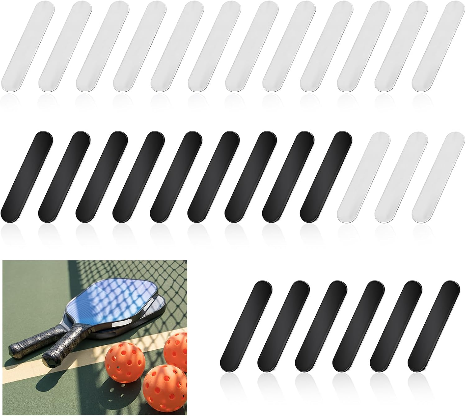 30Pcs Lead Tape for Pickleball Paddles 3G Weighted Pickleball Lead Tape Strips for Paddle Edge Guard Adhesive Pickleball Tape Bars to Increase Power Swing Speed