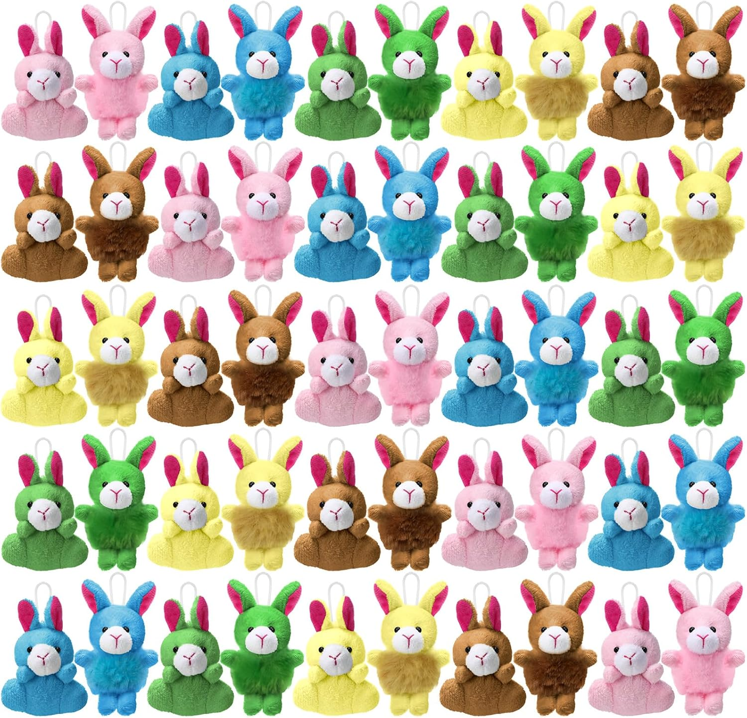 100 Pack Mini Stuffed Animals Bulk Small Plush Animal Toys Stuffed Tiny Critter Keychain Set Carnival Prizes for Easter Kids Party Favors School Reward Gift Bags Fillers(Rabbits)