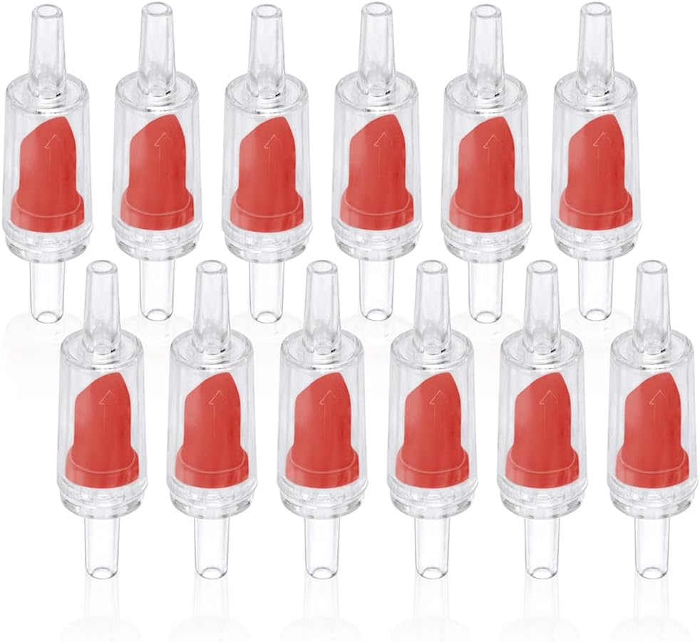 12Pcs Aquarium Air Pump Check Valve One Way Non-Return for 3/16" Tubing