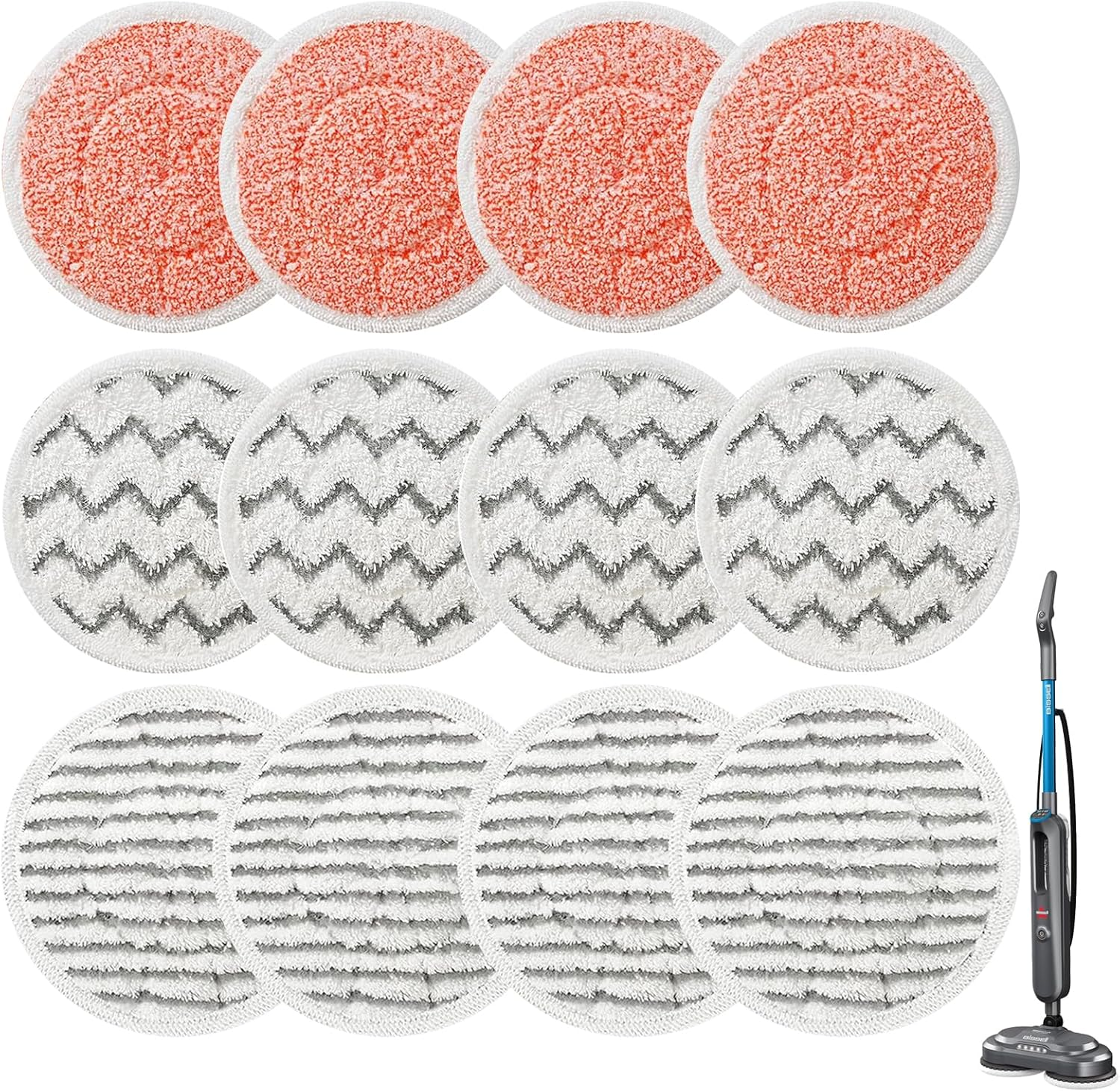 12 Pack 3897A Rotating Mop Pads for Bissell Spinwave Smartsteam Scrubbing Steam Mop 3897A,3712C,3712W Scrubby Pad, Model No 1641112