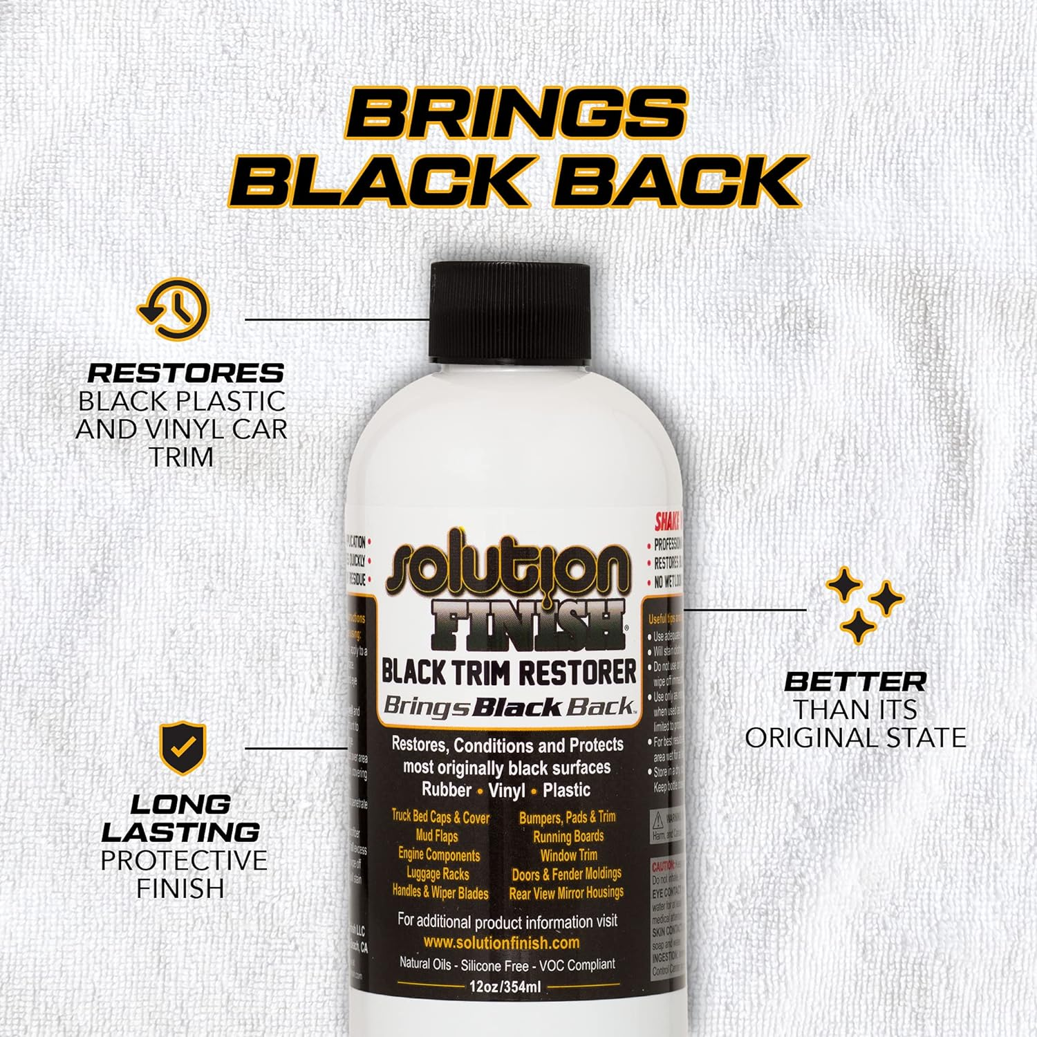 Solution Finish Black Plastic & Vinyl Plastic Trim Restorer - Picture 3 of 13