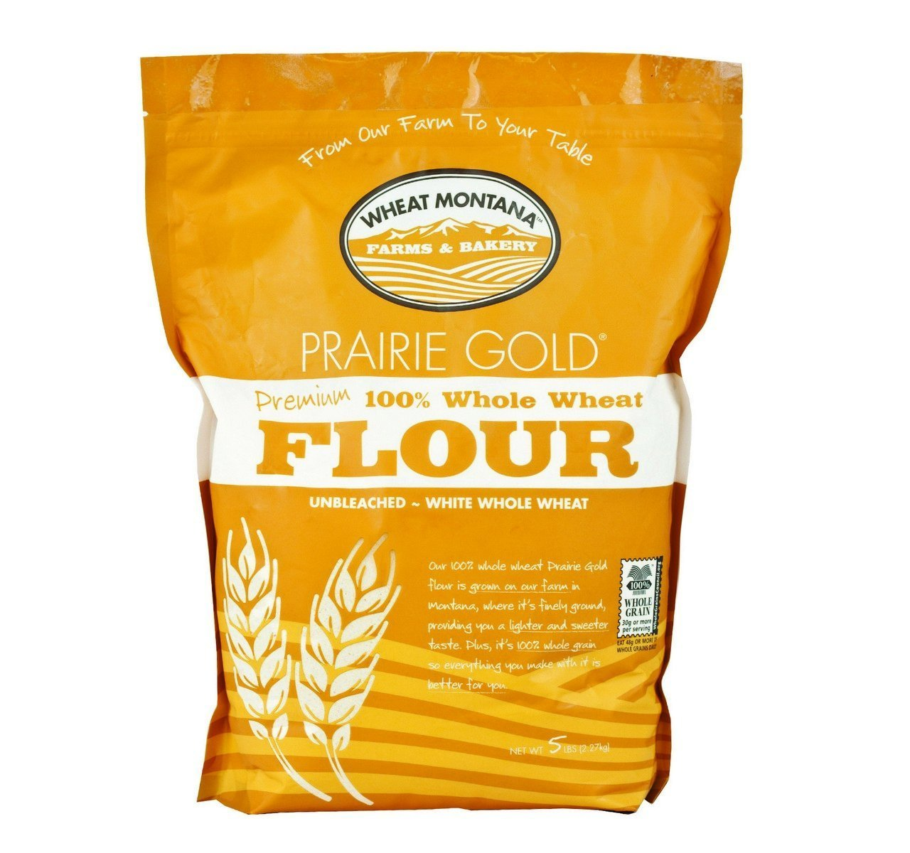 Wheat Montana Prairie Gold 100% Whole Wheat Flour (Pack of Two – 5 Lb. Bags)