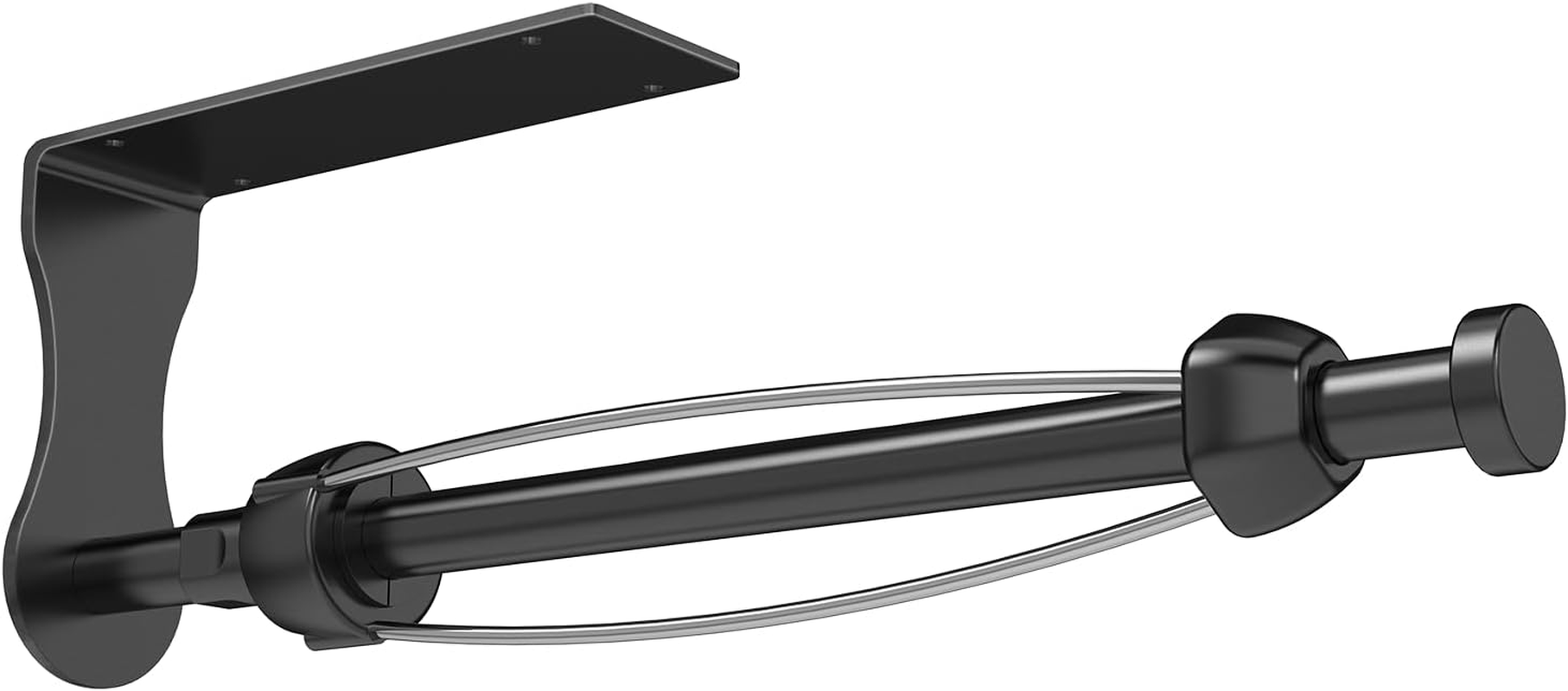 Paper Towel Holder, Single Hand Operable Paper Towel Holder Under Cabinet with Adjustable Damper, Easy Tear, Wall Mount, Self-Adhesive or Drilled for Kitchen Bathroom, Black