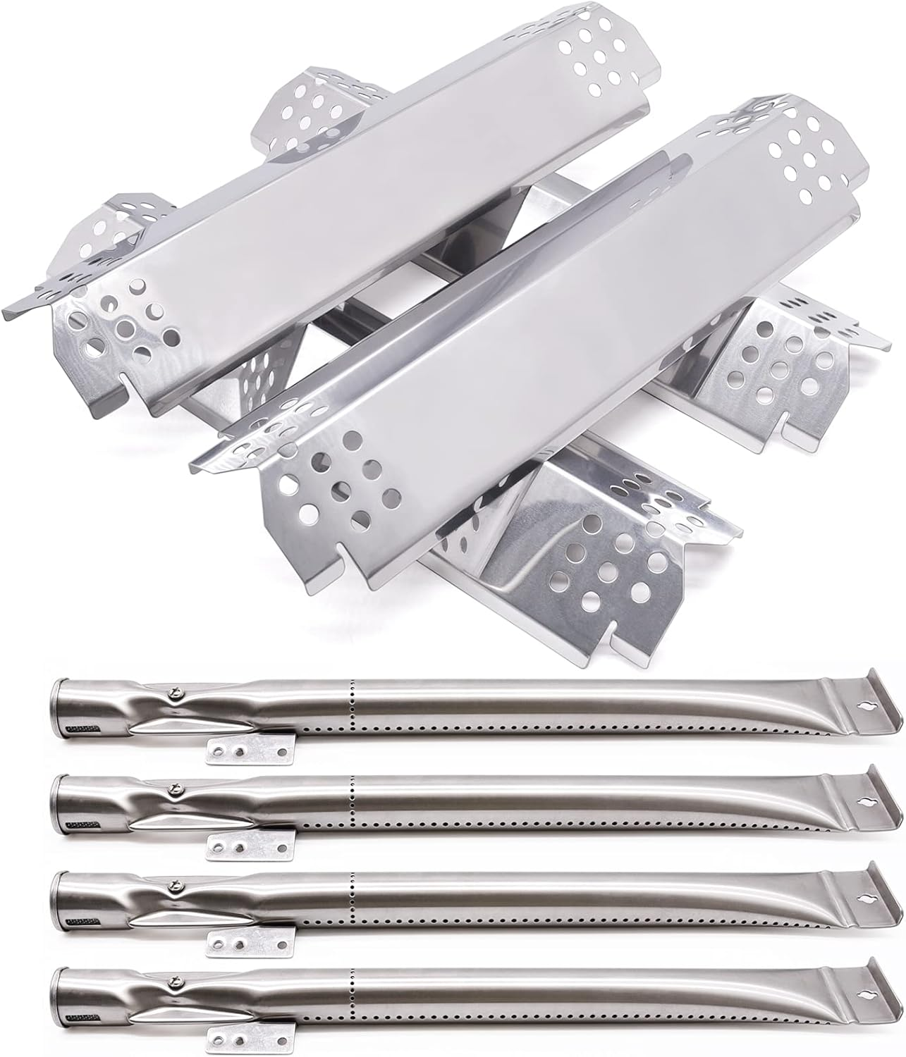 Grill Parts for Nexgrill 720-0830H, 4 Pack Grill Burners and Heat Plates Shield for Home Depot Nexgrill 4 Burner 720-0830H, Nexgrill 720-0864, 720-0864M Gas Grills