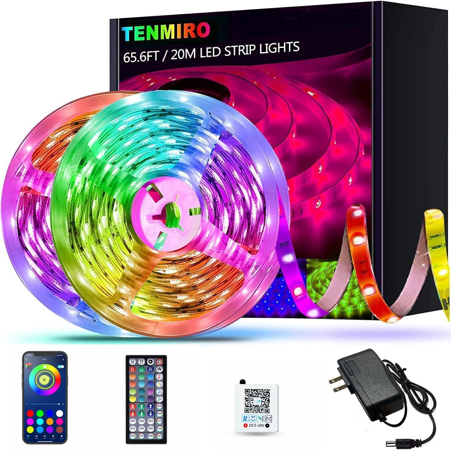Tenmiro Led Strip Lights Ultra Long RGB 5050 Color Changing LED Light, 65.6ft