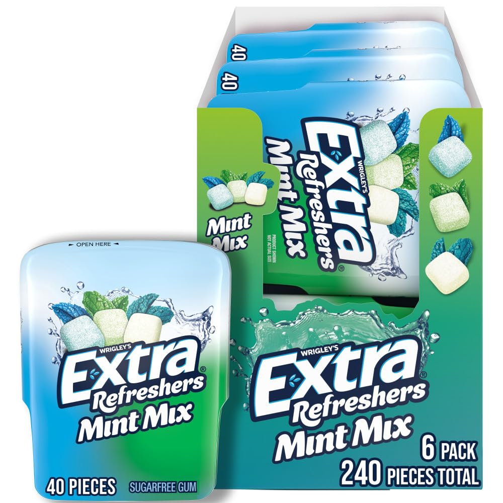 Refreshers Mint Mix Gum, 3.21-Ounce 40-Piece Bottle (Pack of 6)