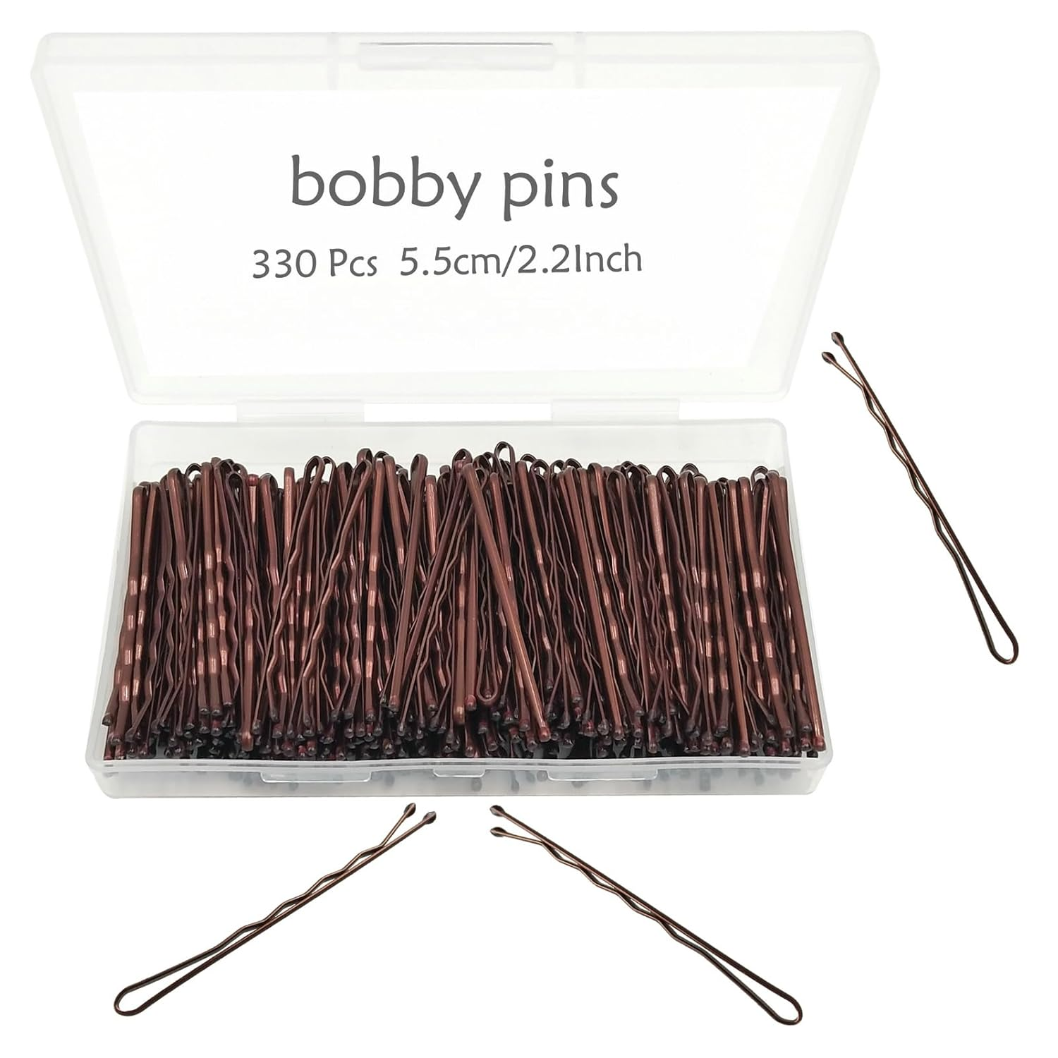Bobby Pins Brown, 330 Count 2.2 Inch Hair Pins With Cute Box, Premium Bobby Pin For Kids, Girls And Women, Great For All Hair Types