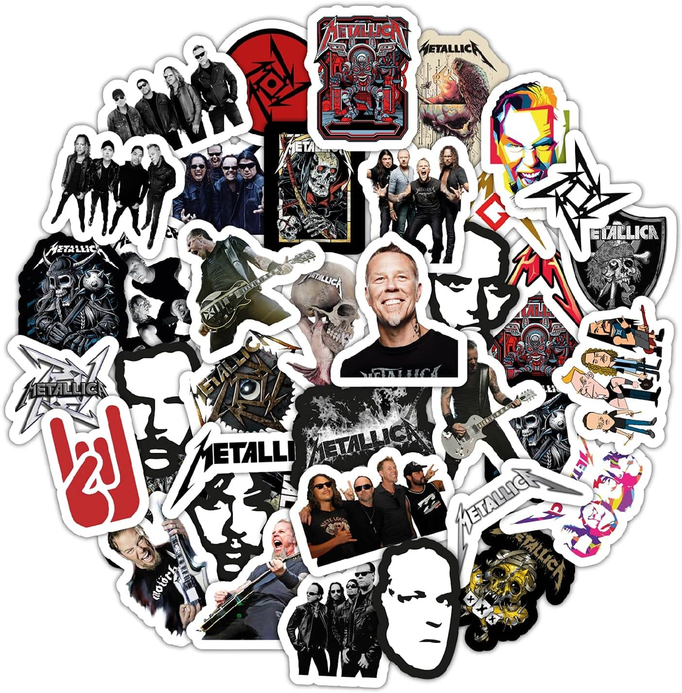Heavy Metal Band Stickers for Adults, 36 Pieces of Strong Adhesive and Waterproof Stickers for Laptop, Decals for Teens Aesthetic and Guitar Decals, Gifts for Women & Men