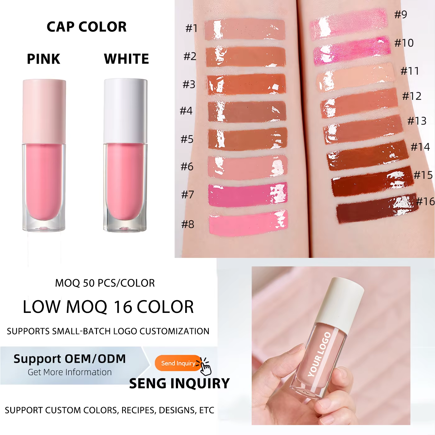 Custom Private Label Lip Plumping Vegan Liquid Glitter Makeup Lip Gloss High Pigment Shimmer Shiny Lip Gloss